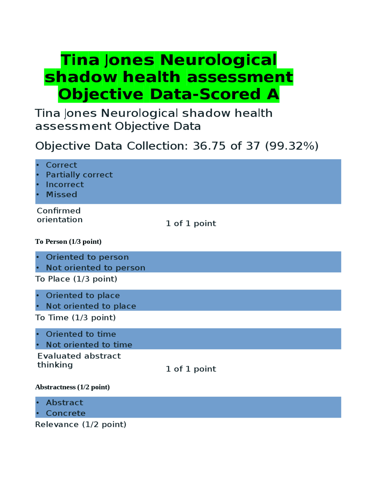 Tina Jones Neurological Shadow Health Quizlet - haapzet