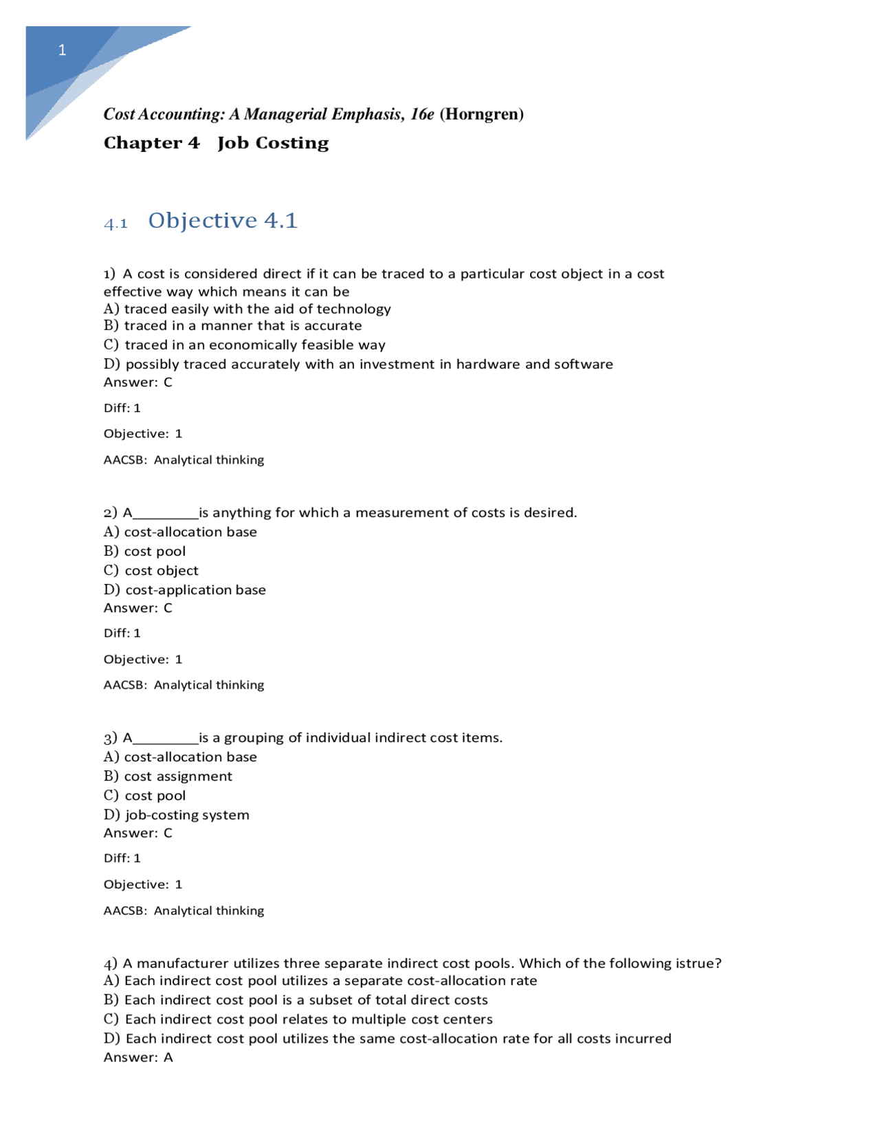 Exam ACCT 3201 chapter 4 DOWNLOAD for an A | Exams Nursing | Docsity
