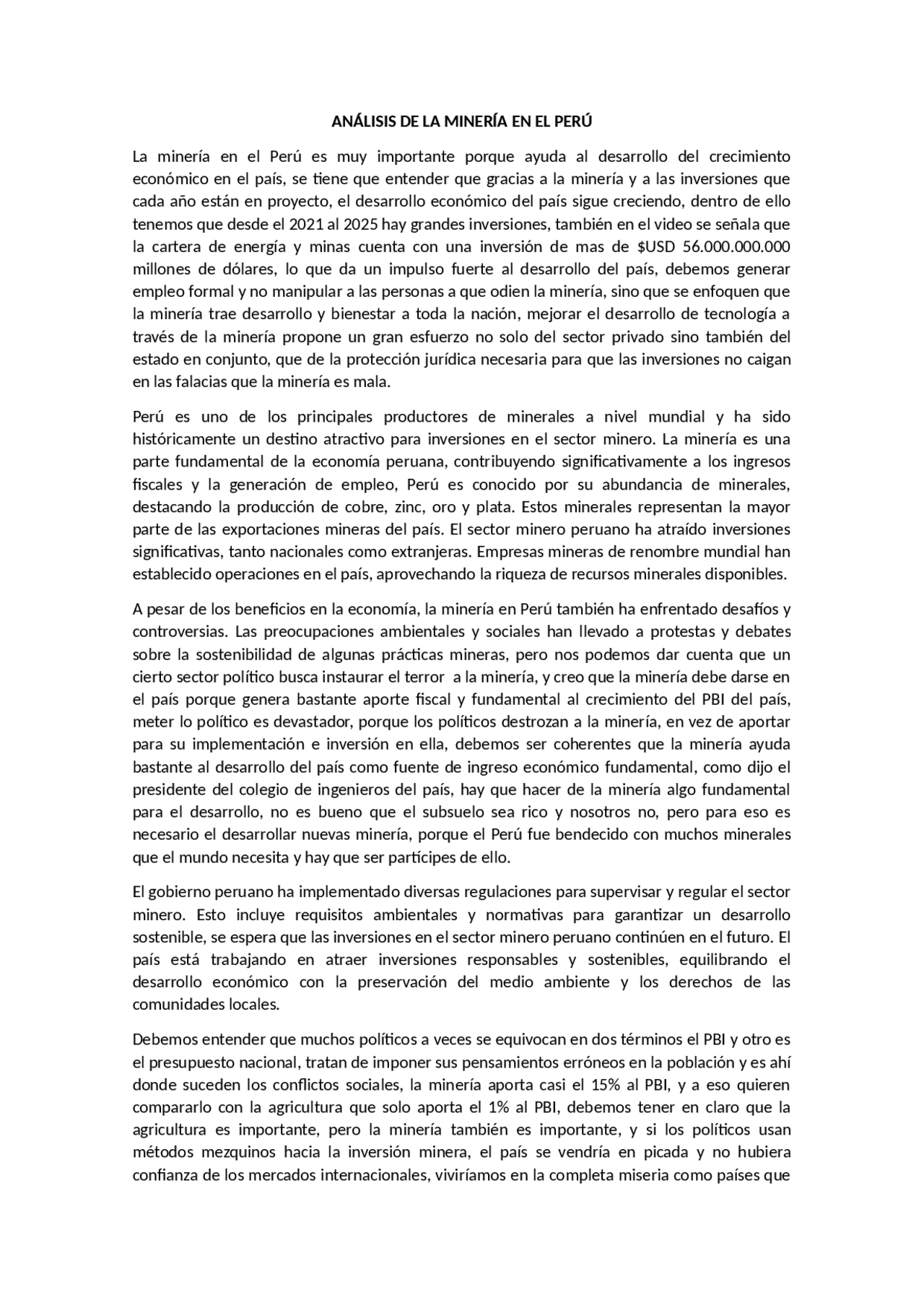 la mineria en el peru | Apuntes de Derecho | Docsity