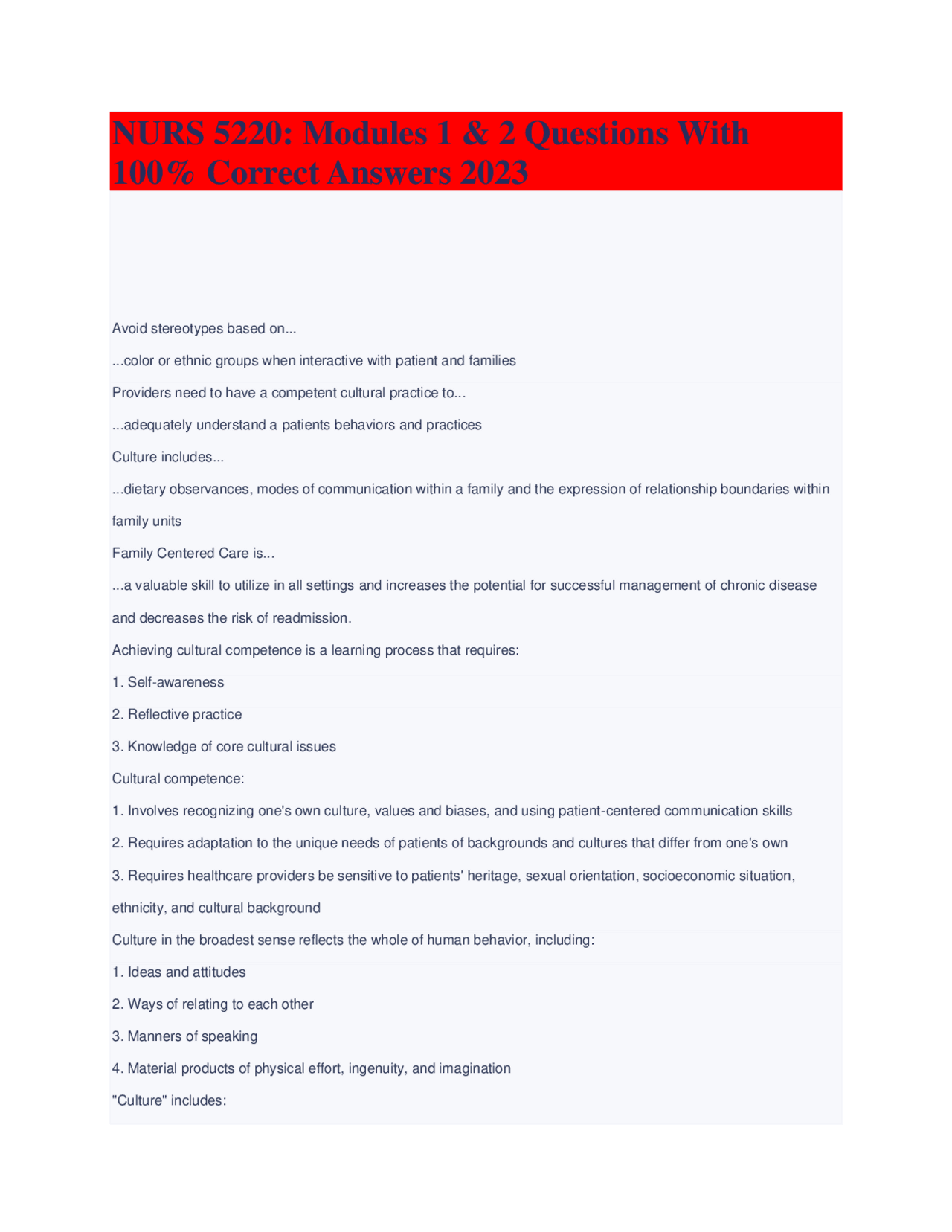 NURS 5220: Modules 1 & 2 Questions With 100% Correct Answers 2023 ...
