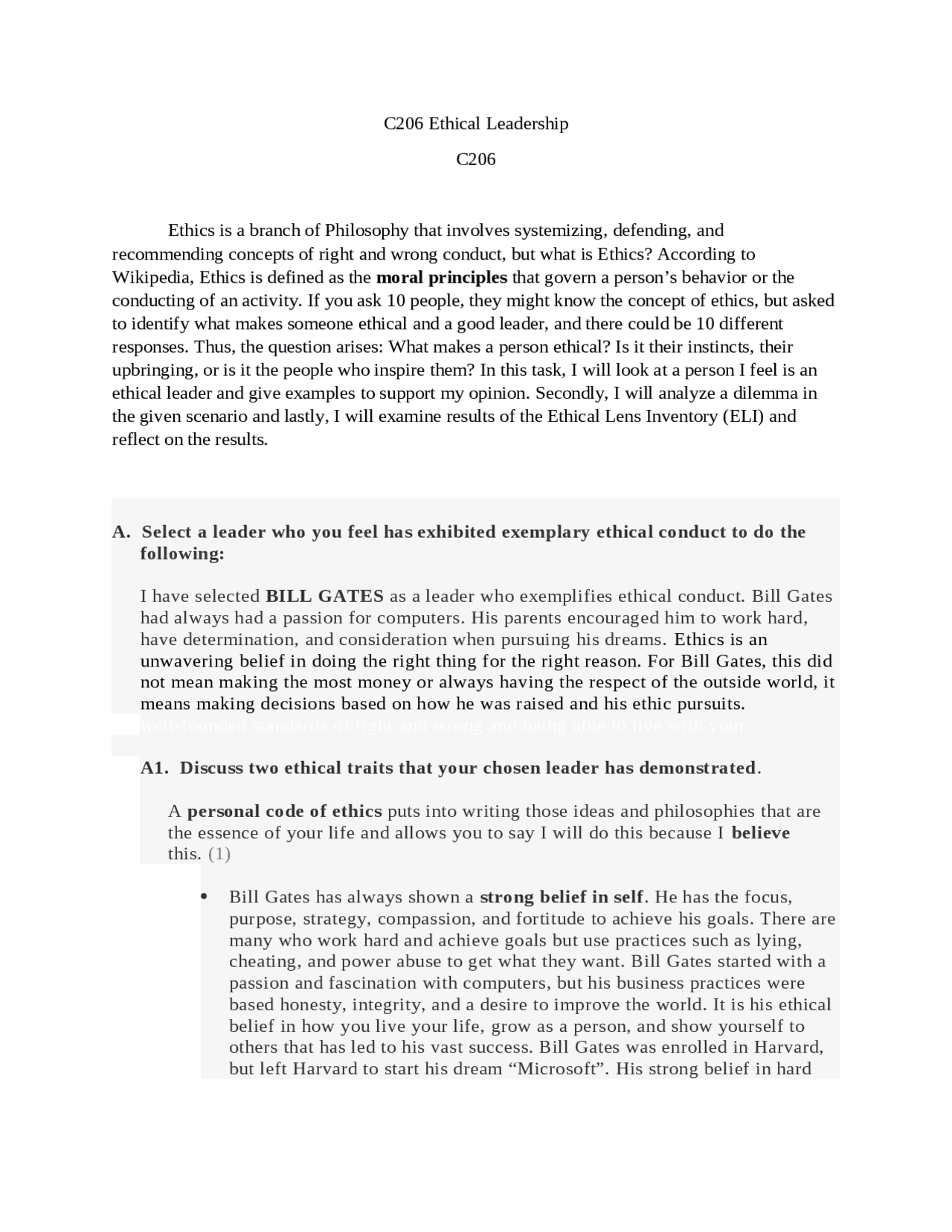 Ethical Leadership: Lessons from Bill Gates | Lecture notes Accounting ...