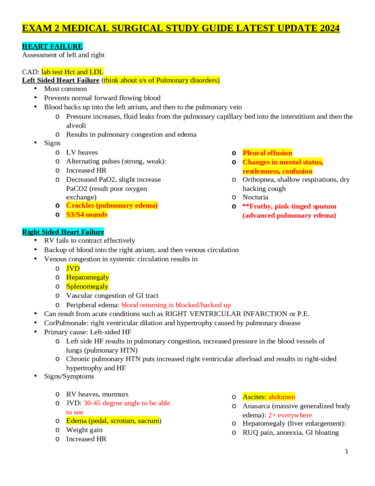 EXAM 2 MEDICAL SURGICAL STUDY GUIDE LATEST UPDATE 2024 | Exams Nursing ...