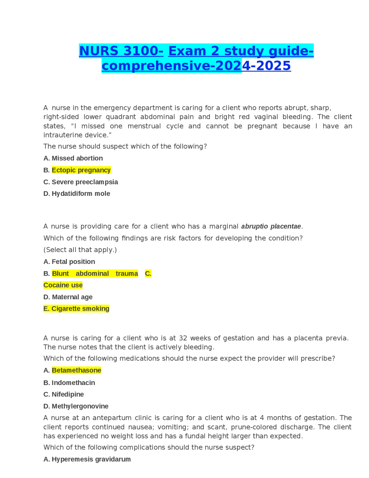 Comprehensive Exam Study Guide for Nursing Students | Exams Nursing ...