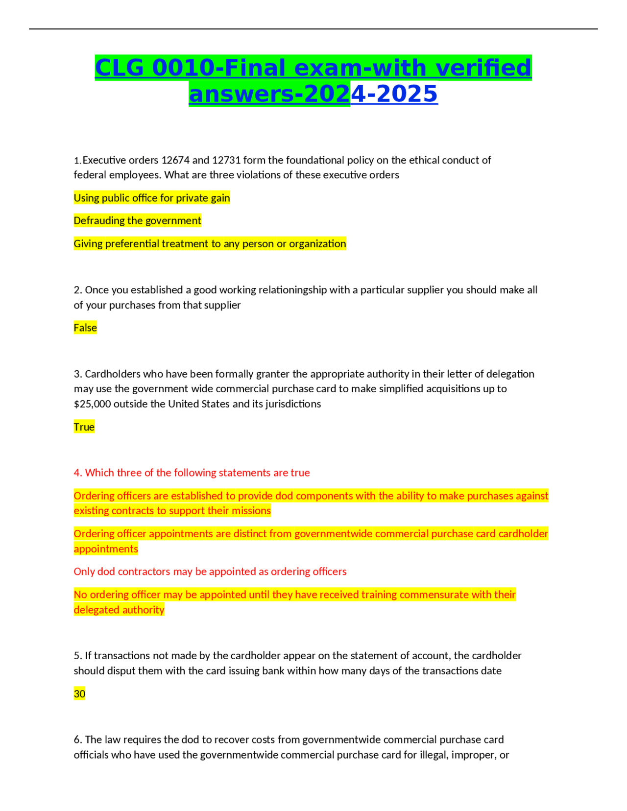 Clg 0010 Final Exam With Verified Answers 2024 2025 Exams Law Docsity Clg 0010 Final Exam With Verified Answers 2024 2025 Exams Law Docsity