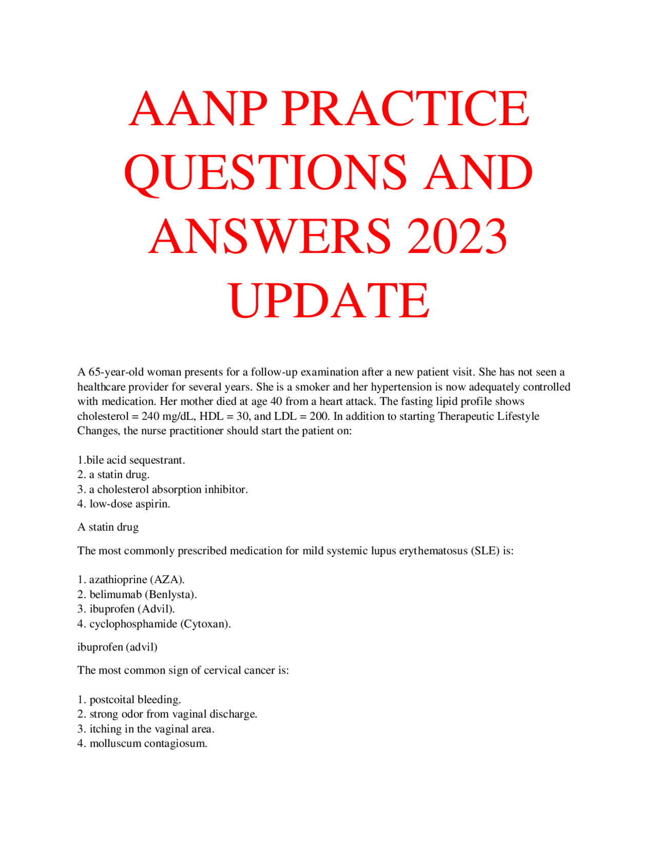 AANP PRACTICE QUESTIONS AND ANSWERS 2023 UPDATE | Exams Nursing | Docsity