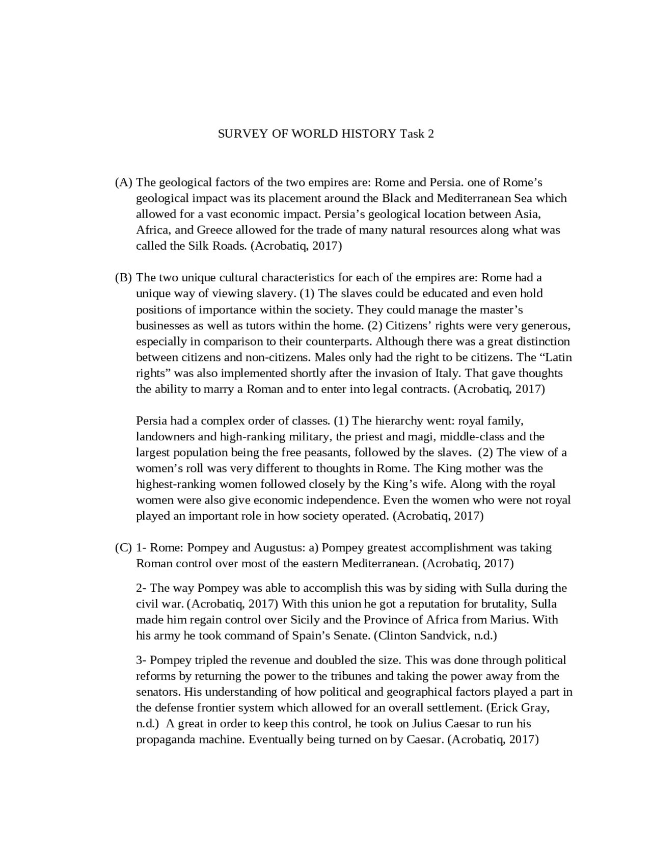 SURVEY OF WORLD HISTORY Task 2(A)The geological factors of t | Lecture ...