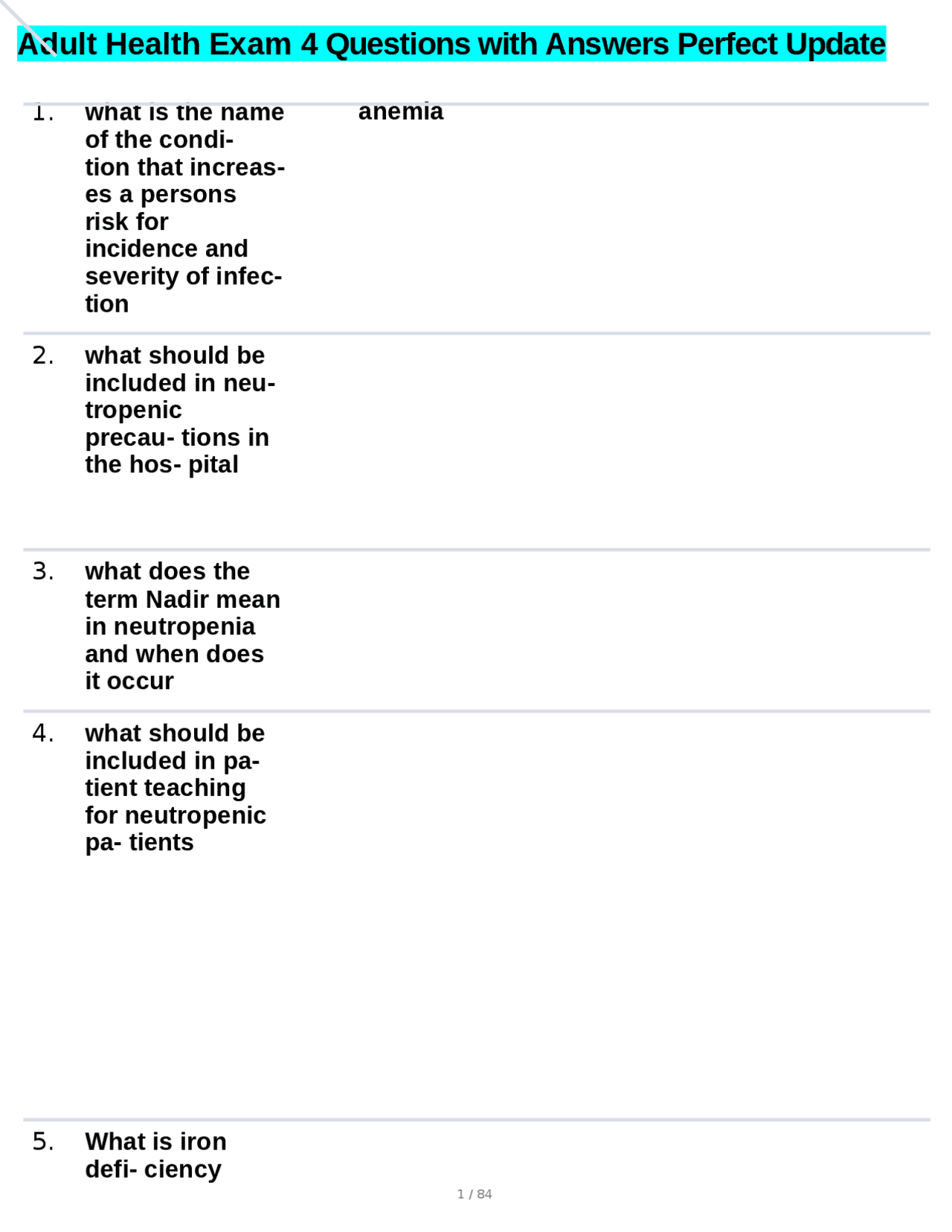 Adult Health Exam 4 Questions with Answers Perfect Update | Exams ...