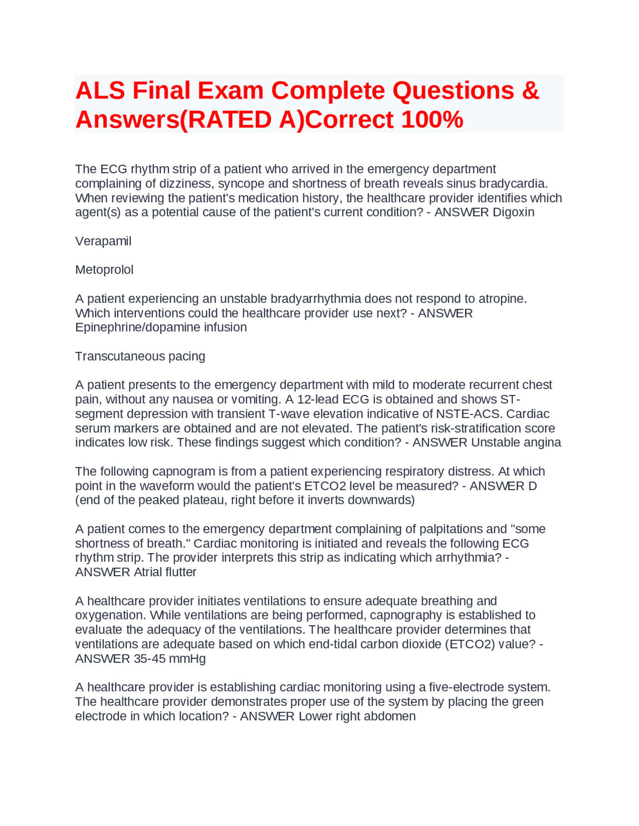 Als Final Exam Complete Questions Answers Rated A Correct 100