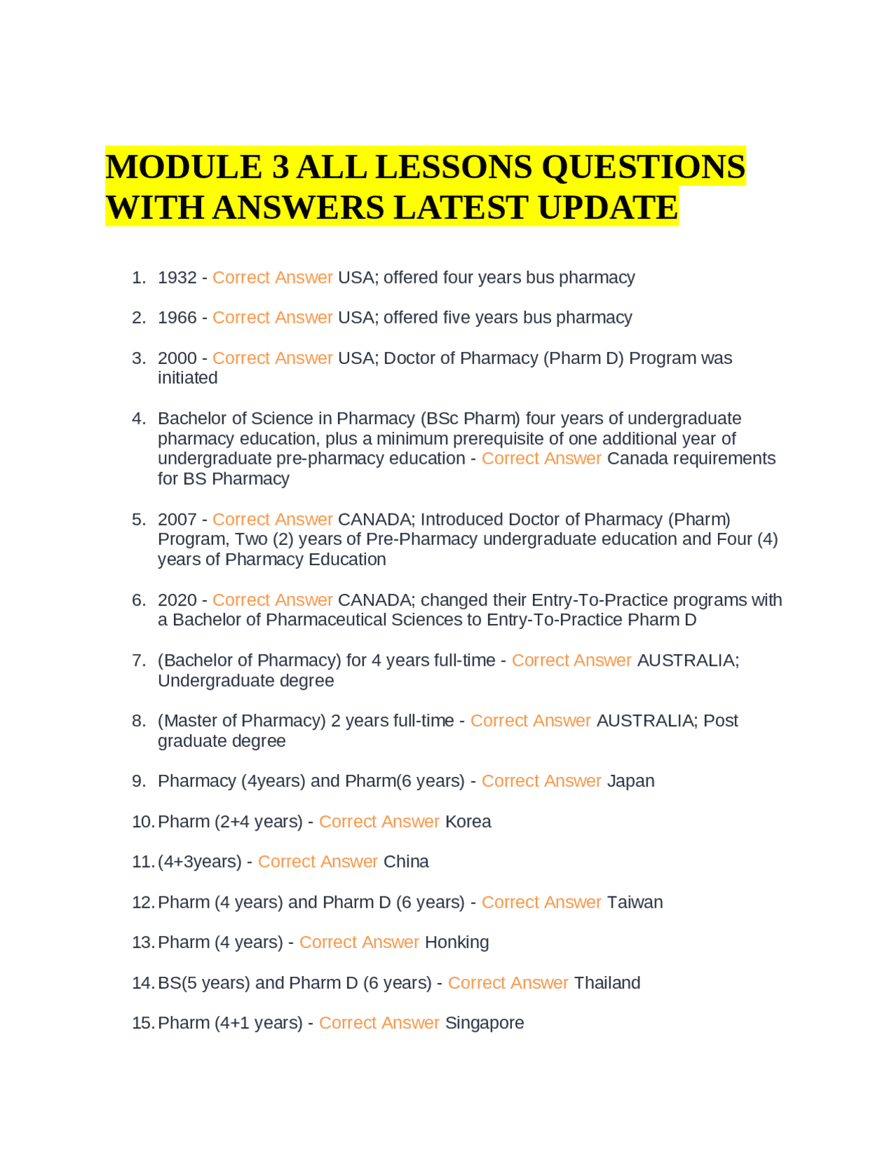 MODULE 3 ALL LESSONS QUESTIONS WITH ANSWERS LATEST UPDATE | Exams ...