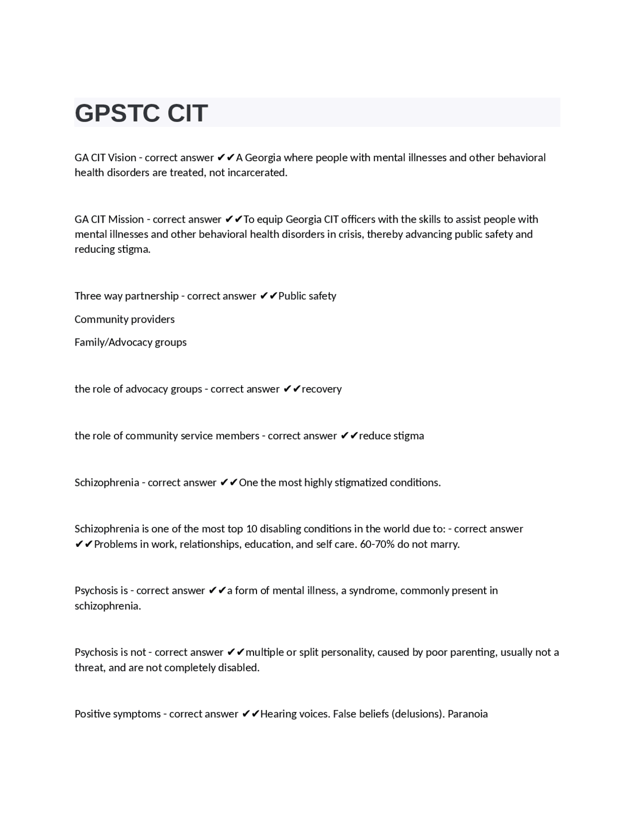 GPSTC CIT questions with 100 correct answers Exams Nursing Docsity