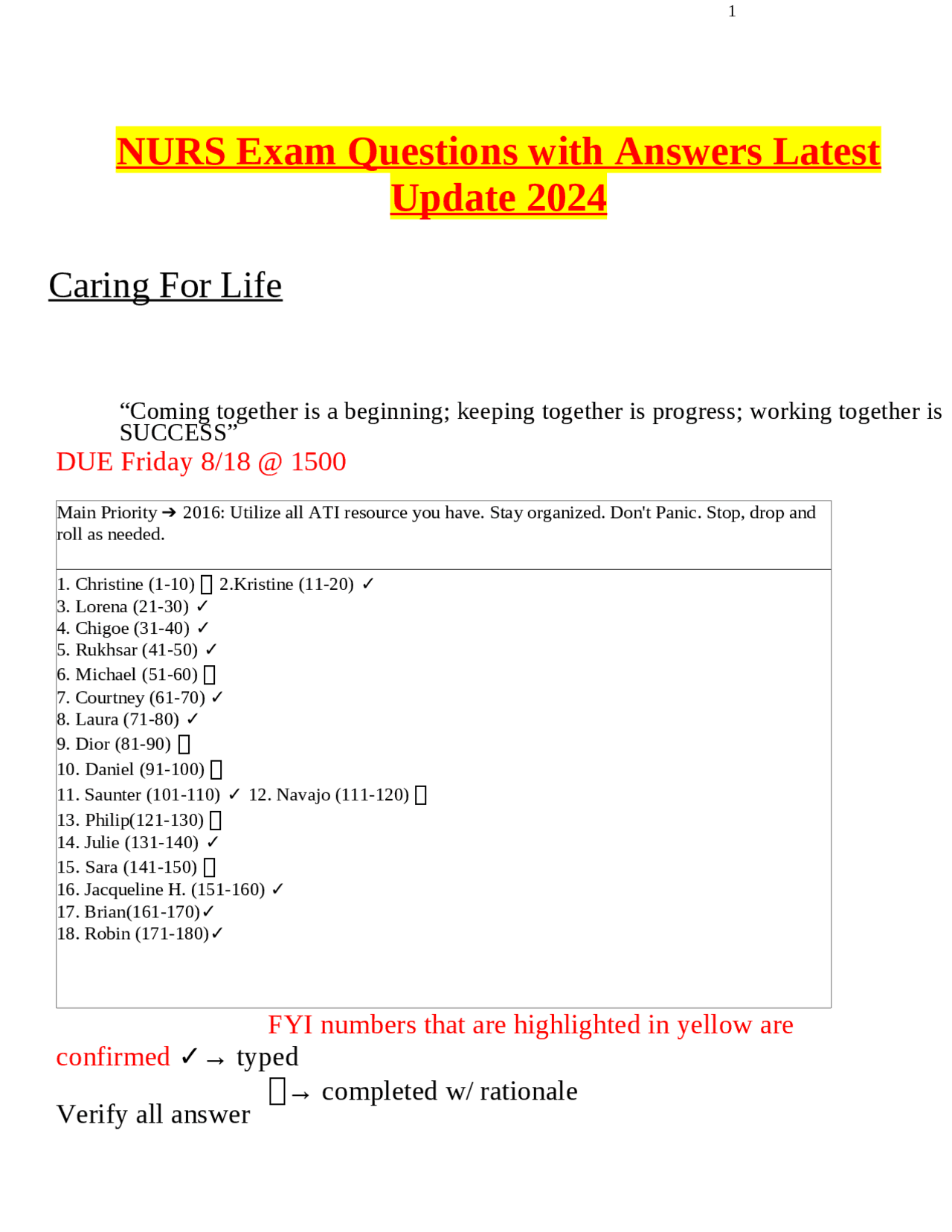 NURS Exam Questions with Answers Latest Update 2024 | Exams Nursing ...
