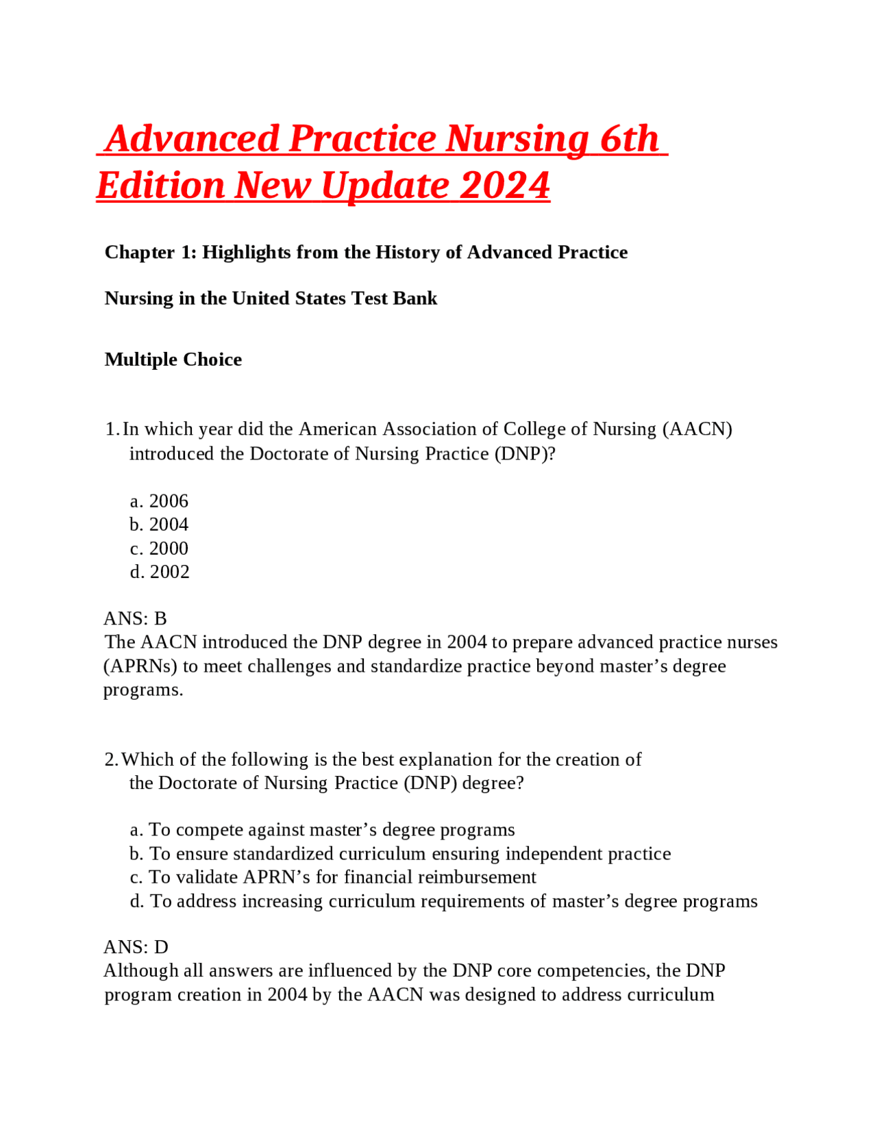 Advanced Practice Nursing 6th Edition New Update 2024 | Study notes ...