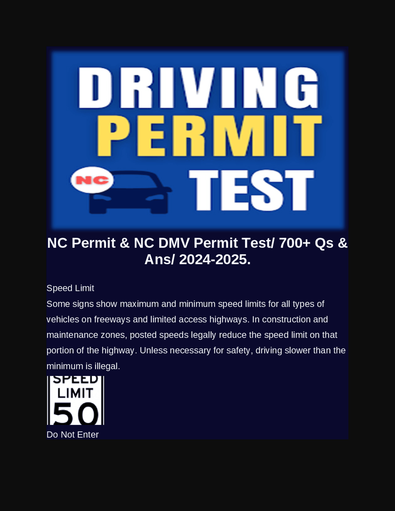 NC Permit & NC DMV Permit Test/ 700+ Qs & Ans/ 2024-2025. | Exams ...