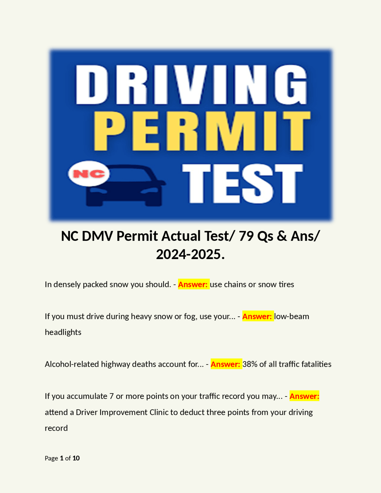 north-carolina-dmv-permit-actual-test-exams-european-computer-driving-licence-ecdl-docsity