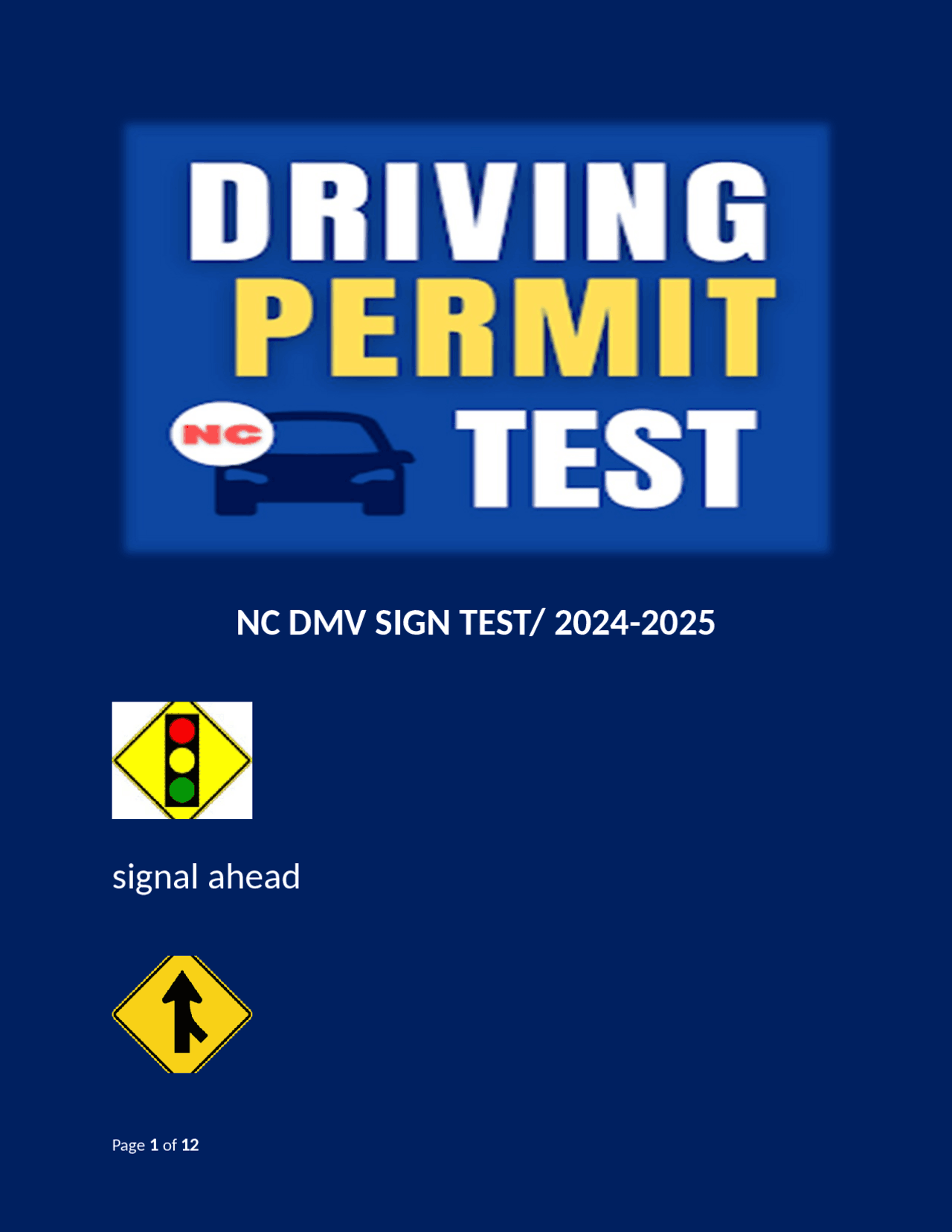 NC DMV Sign Test 2024-2025 | Exams European Computer Driving Licence ...