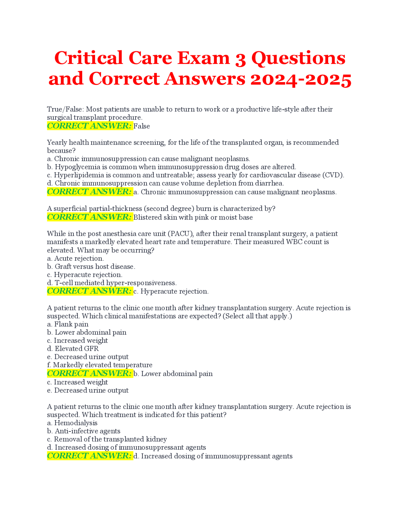 Nursing Exam Review: Critical Care and Emergency Nursing | Exams ...