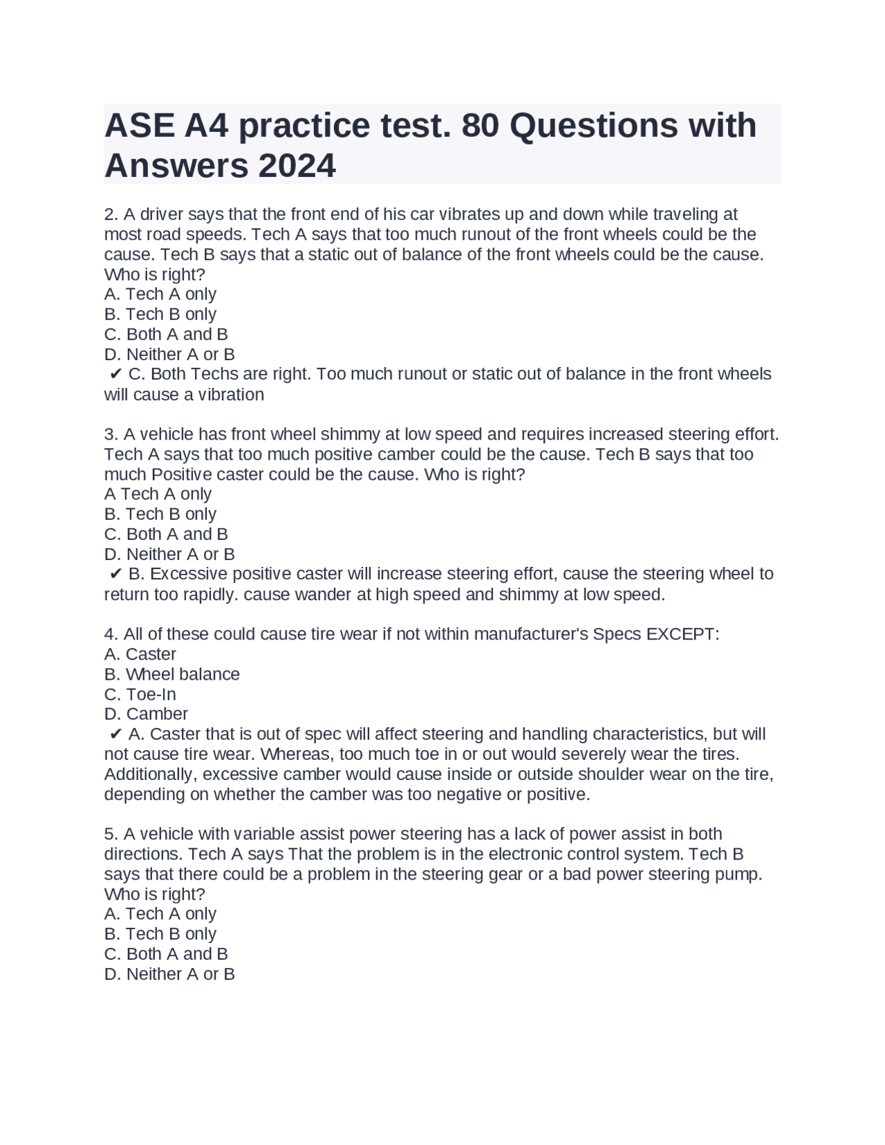 Automotive Suspension and Steering Troubleshooting | Exams Engineering ...
