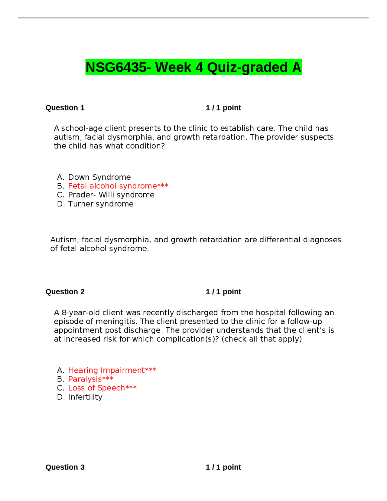 NSG6435- Week 4 Quiz-graded A.docx | Exams Nursing | Docsity