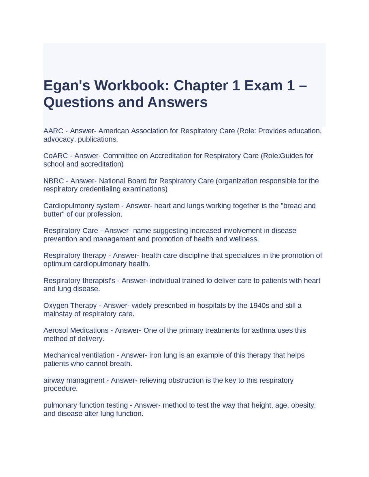 Egan's Workbook Chapter 1 Exam 1 – Questions and Answers | Exams ...