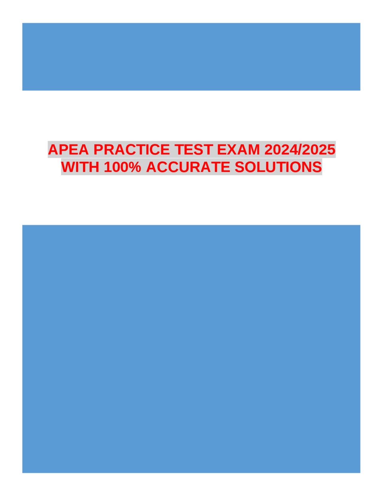 APEA Practice Test Exam 2024/2025 with 100% Accurate Solutions | Exams ...