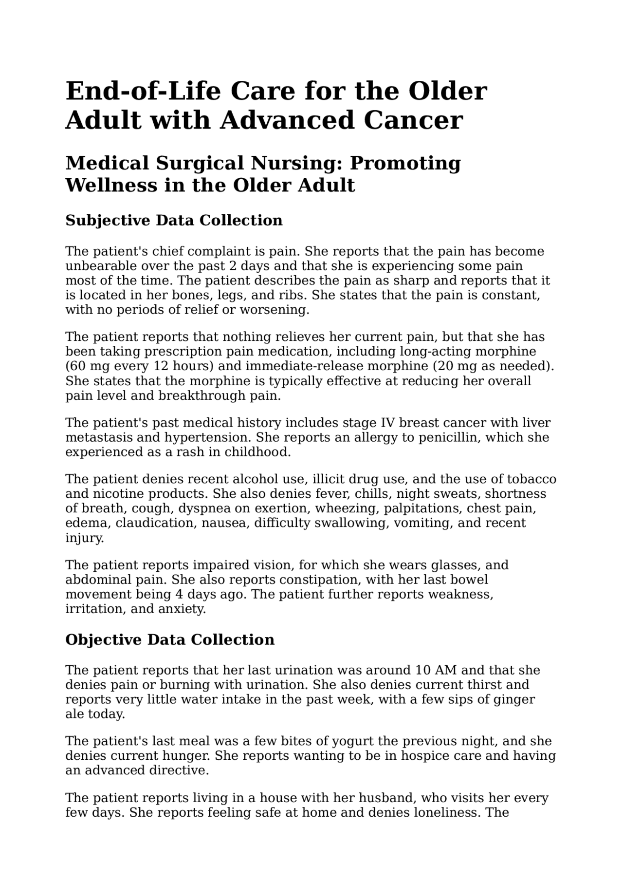 End of Life Care for Older Adults with Advanced Cancer | Summaries ...