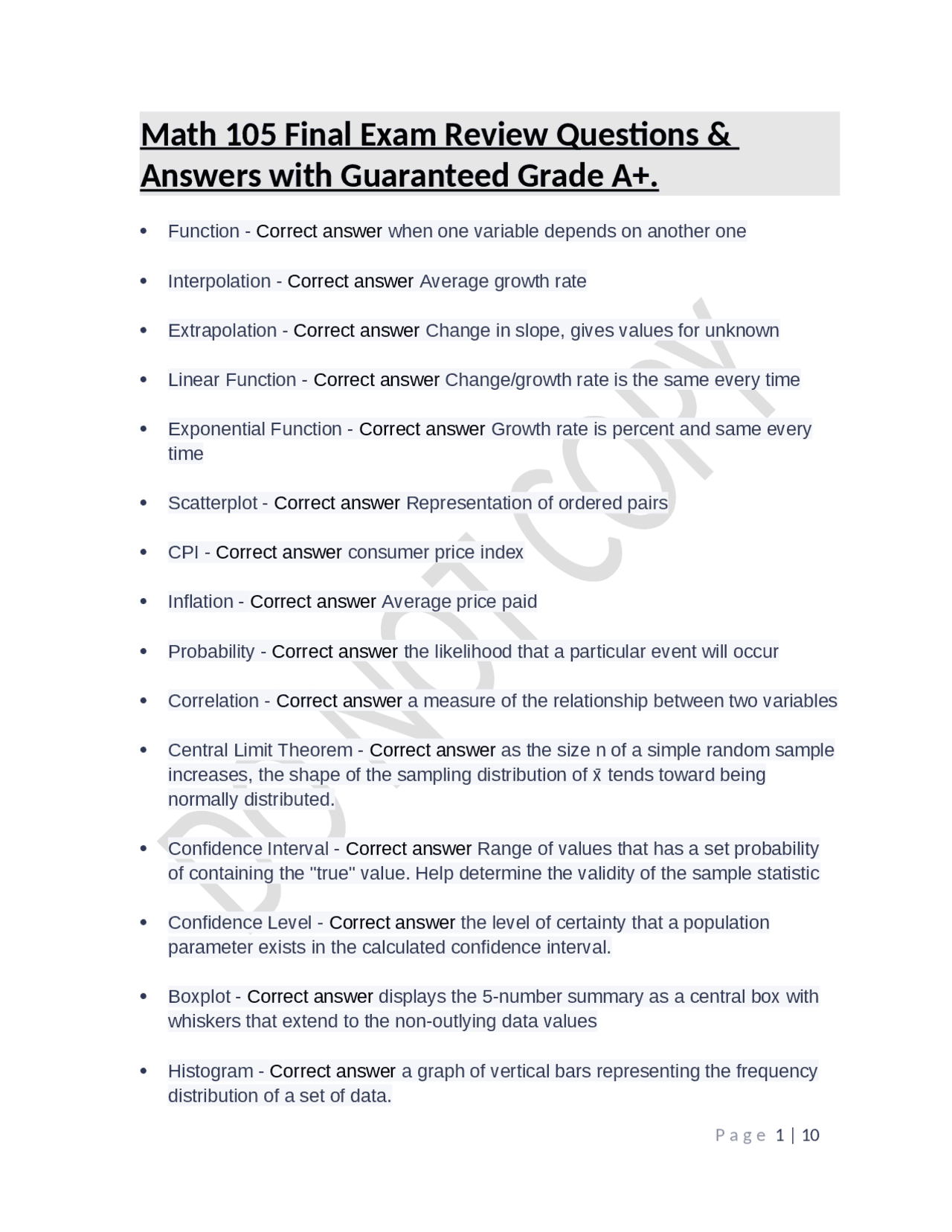 Math 105 Final Exam Review: Concepts, Formulas, and Practice Questions ...