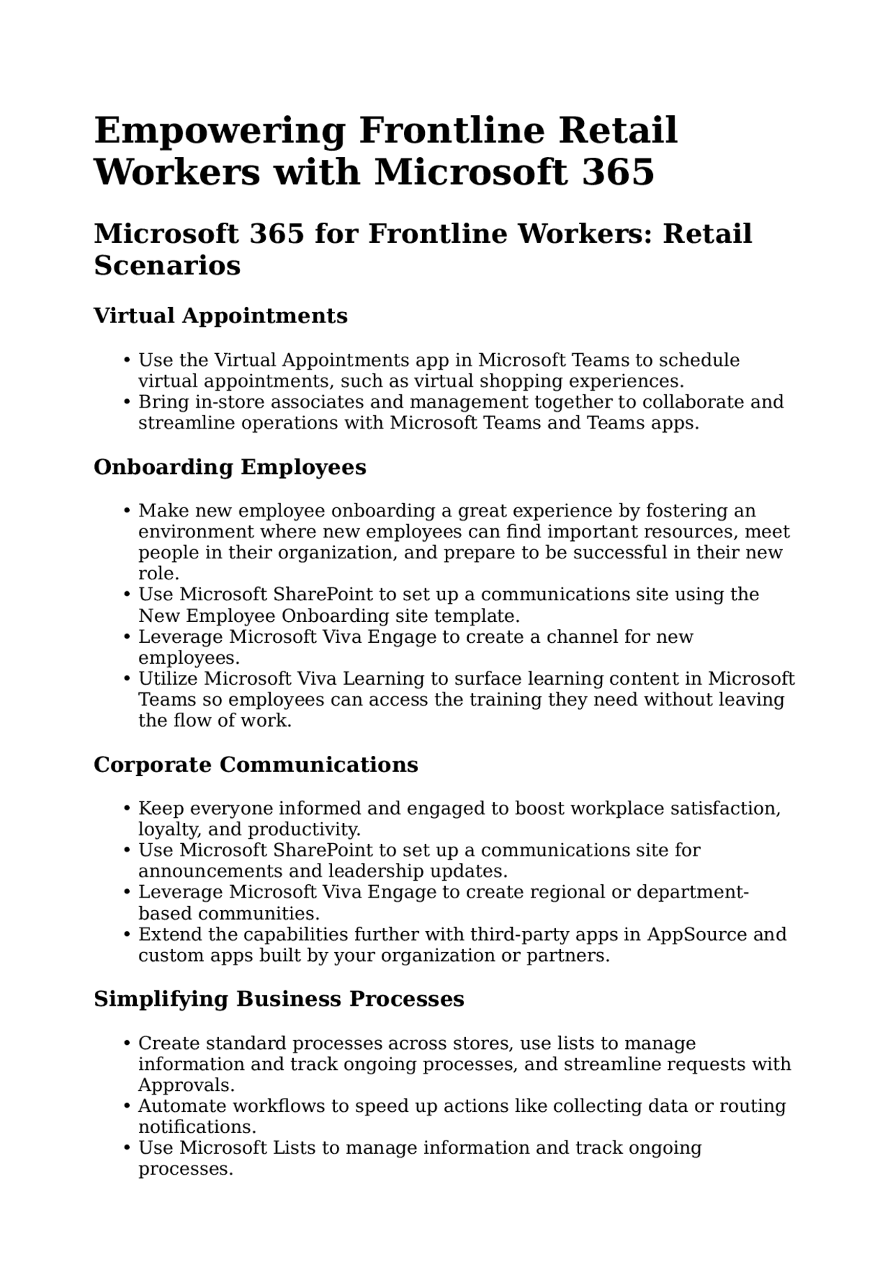 Retail Frontline Programme Empowering Retail Frontline Workers with Microsoft 365 | Summaries ...