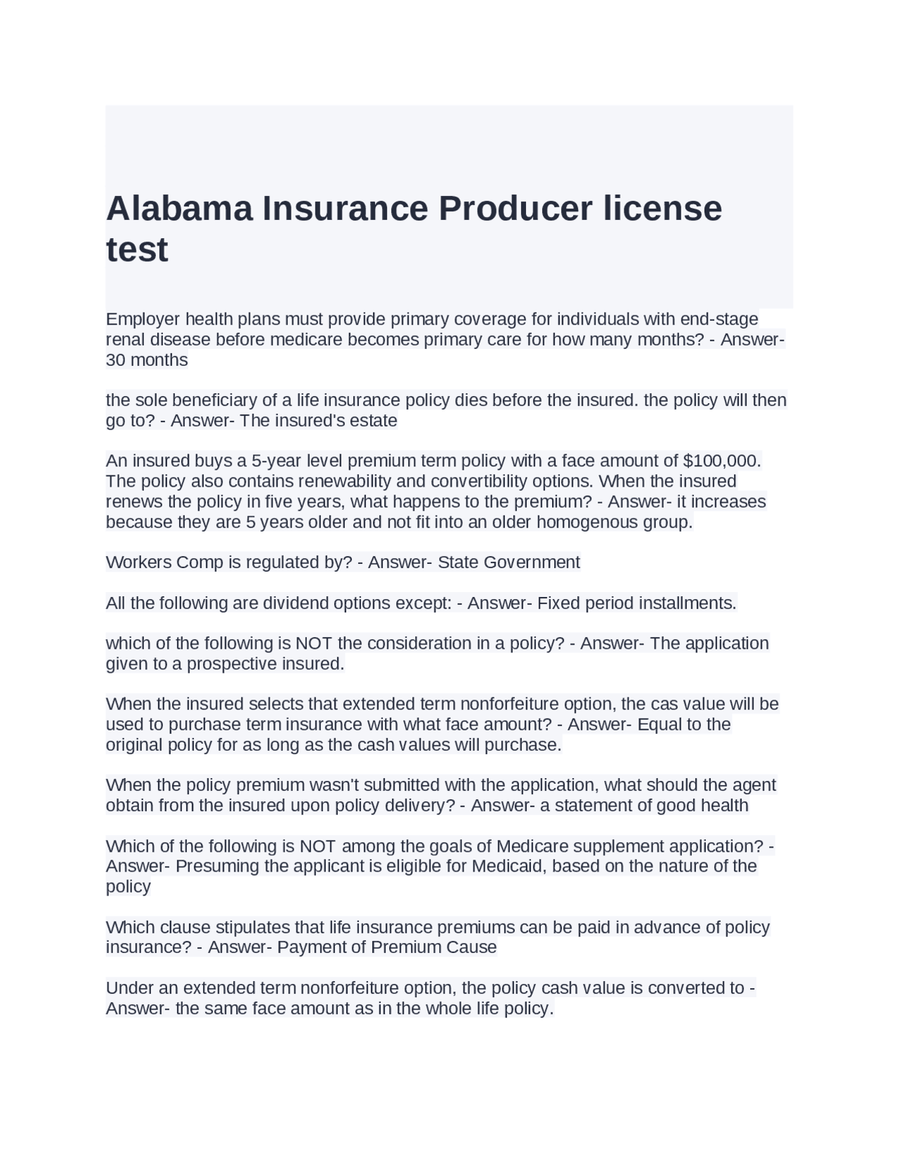 Alabama Insurance Producer License Test | Exams Advanced Education ...