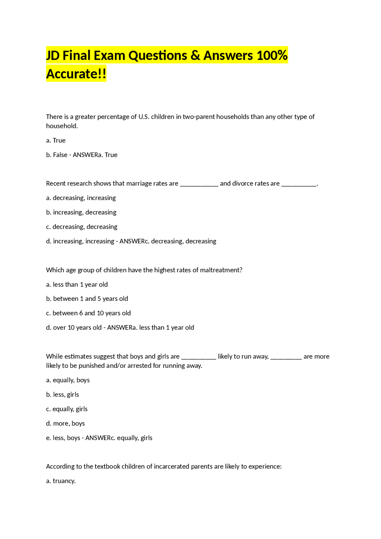 JD Final Exam Questions & Answers 100% Accurate!! | Exams Java ...
