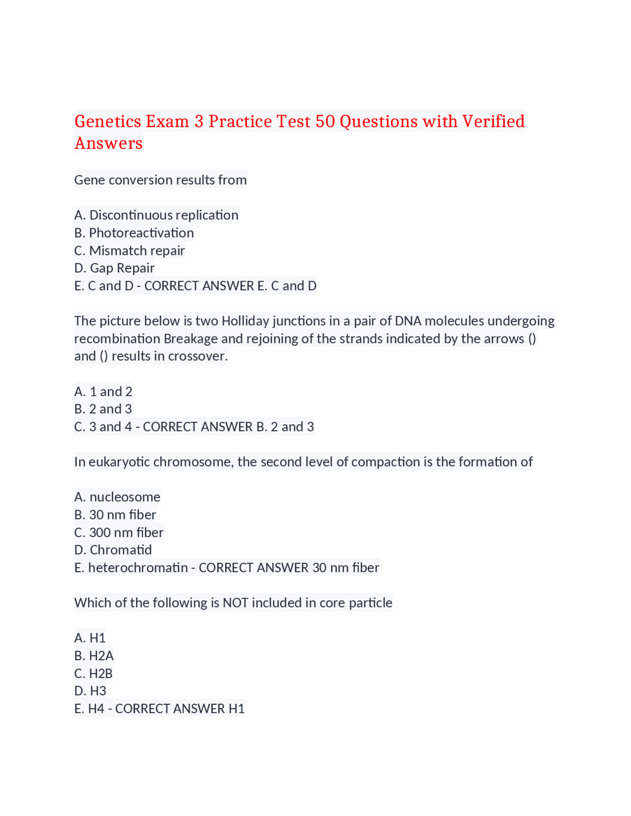 Genetics Exam 3 Practice Test | Exams Nursing | Docsity