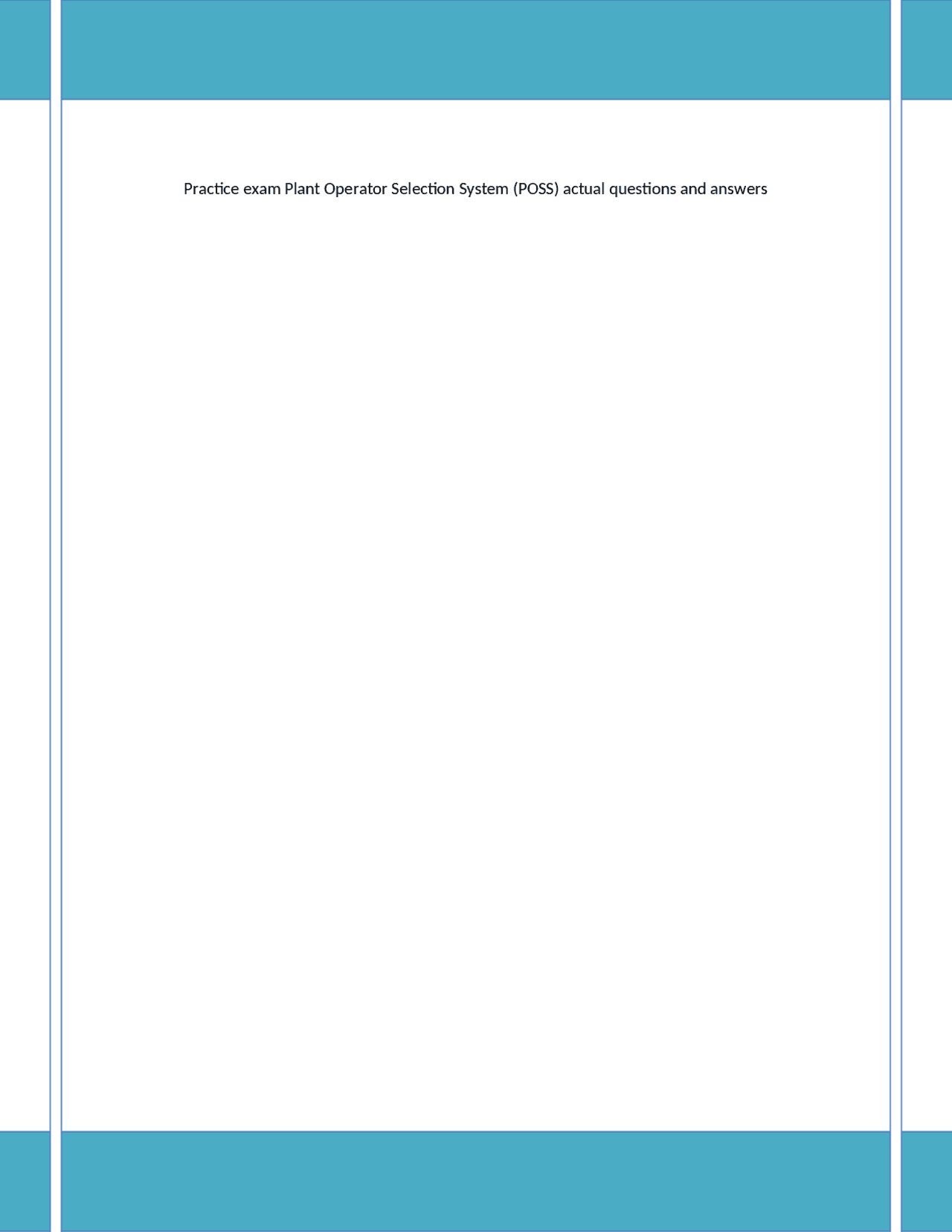 Practice exam Plant Operator Selection System (POSS) actual questions ...