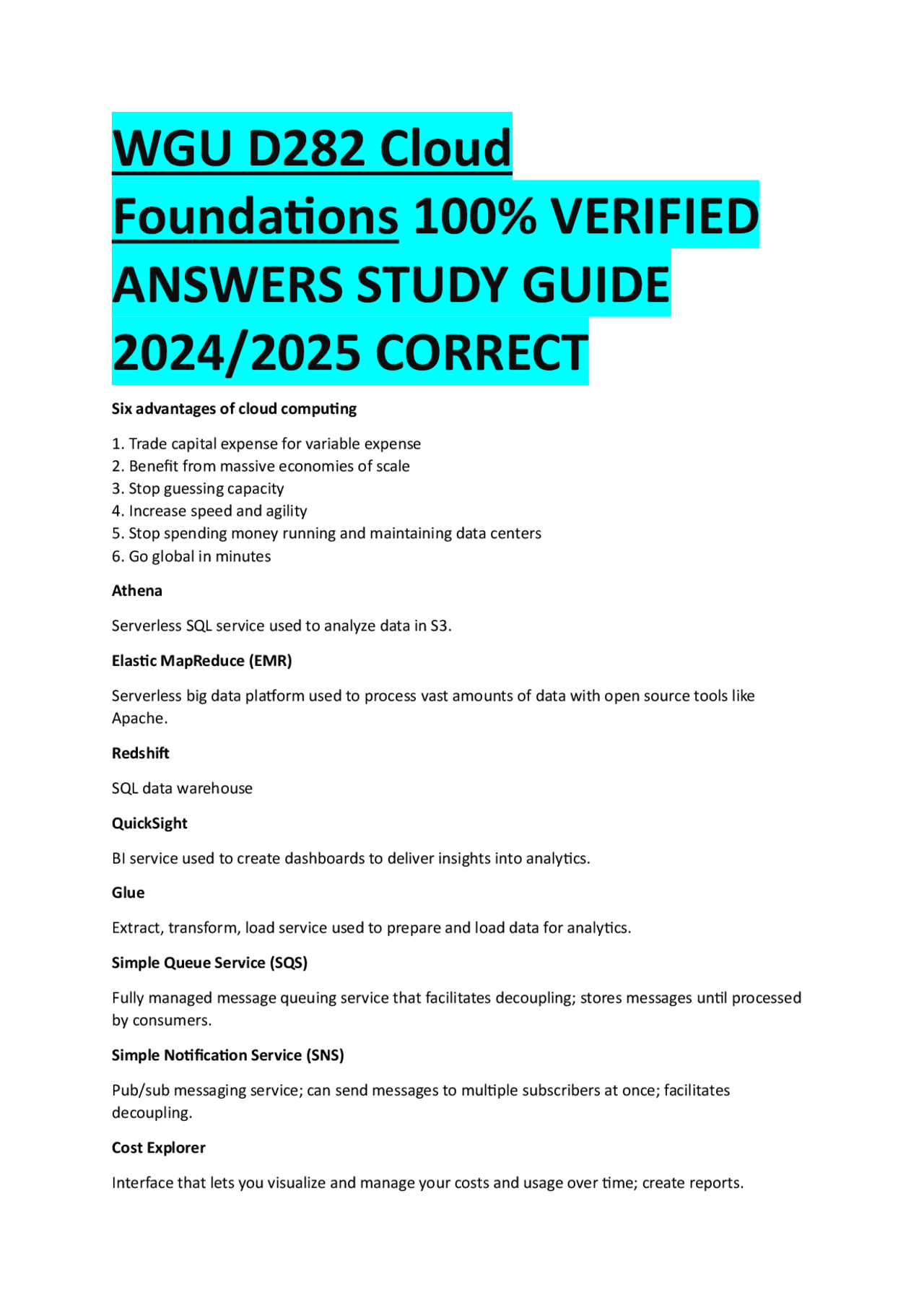 AWS Cloud Foundations: Comprehensive Study Guide | Exams Computer ...