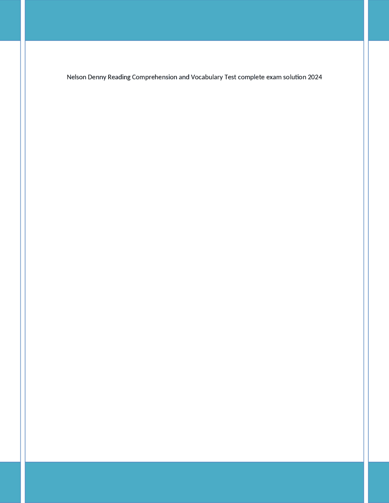 Nelson Denny Reading Comprehension and Vocabulary Test | Exams English ...