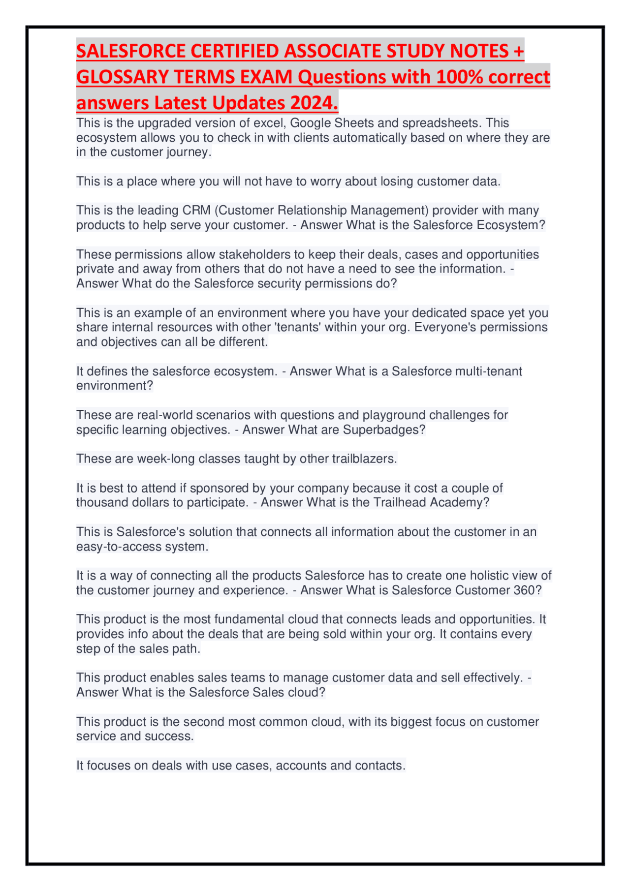 Salesforce Certified Associate Study Notes and Exam Preparation | Exams ...