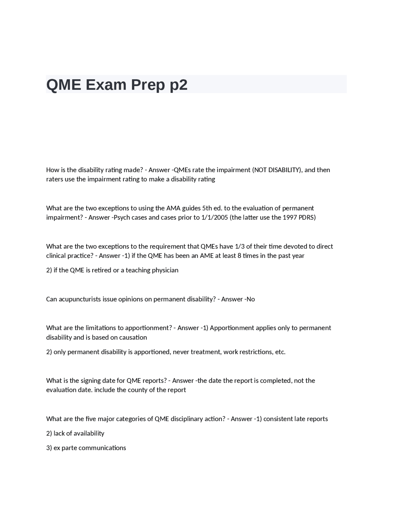 Workers' Compensation Exam Preparation Navigating the QME Process