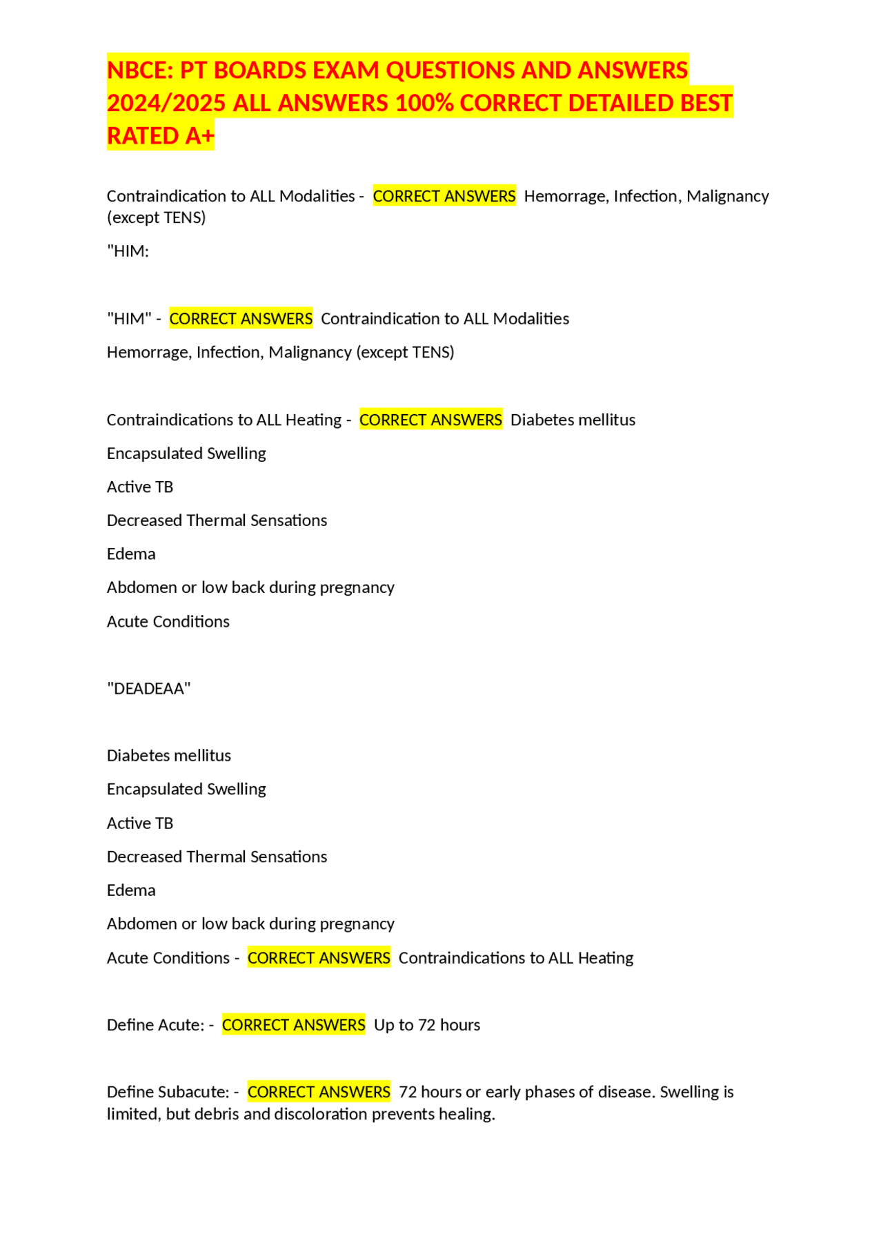 Nbce Pt Boards Exam Questions And Answers 2024 2025 Exams Nursing