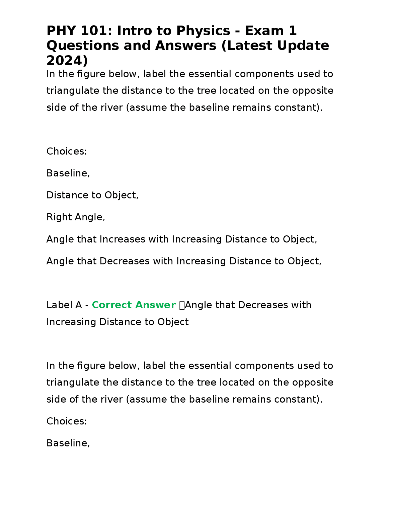 PHY 101: Intro to Physics - Exam 1 Questions and Answers (Latest Update ...