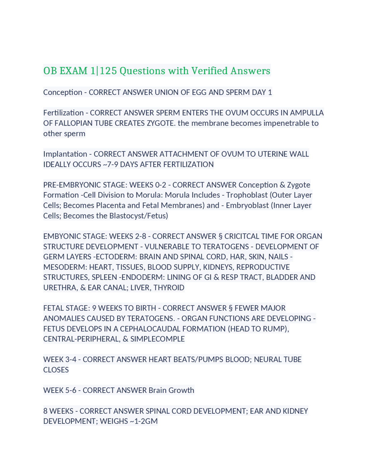 Fetal Development and Pregnancy Complications | Exams Nursing | Docsity