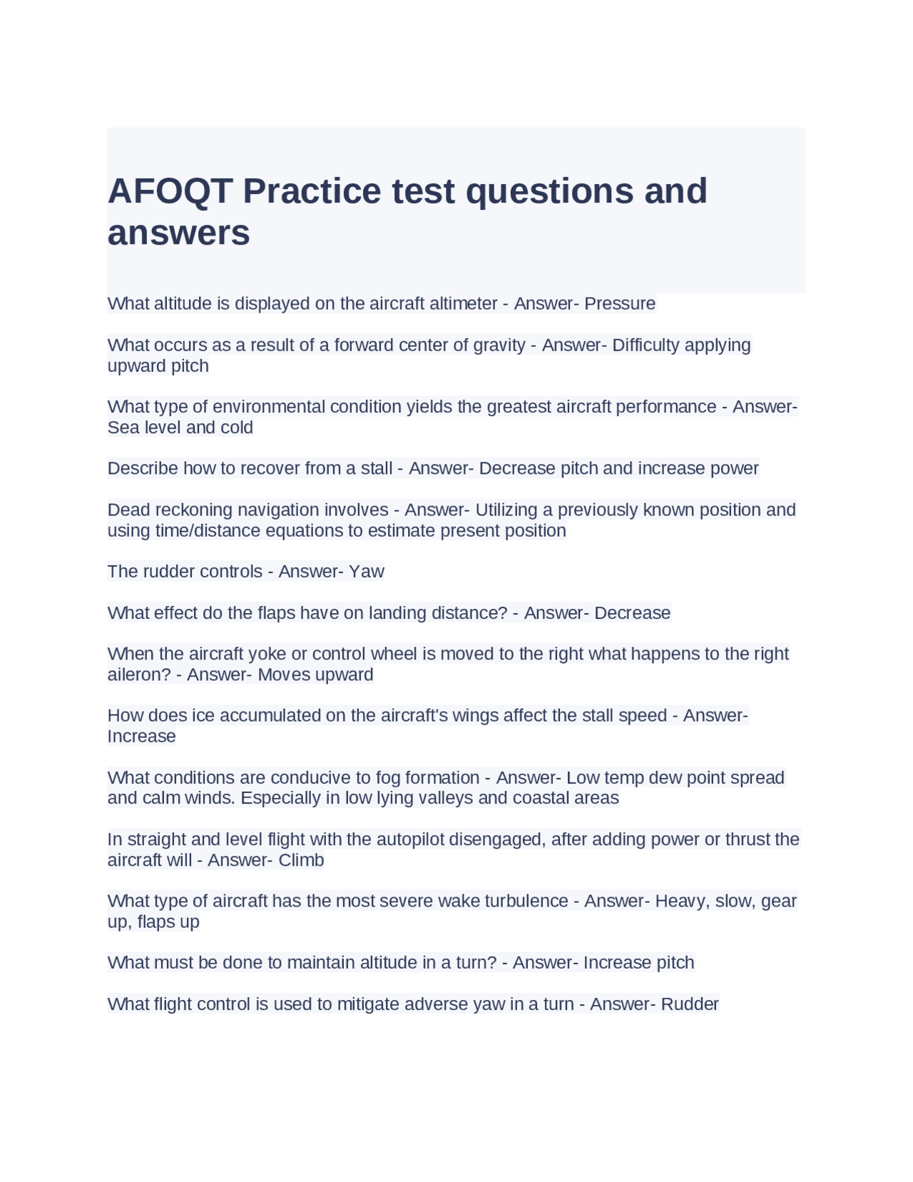 AFOQT Practice test questions and answers | Exams Advanced Education ...