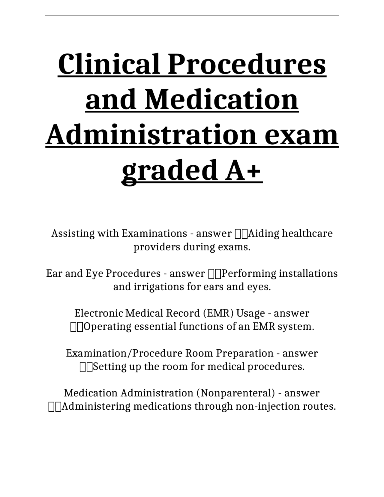 Clinical Procedures And Medication Administration Exam Exams Nursing