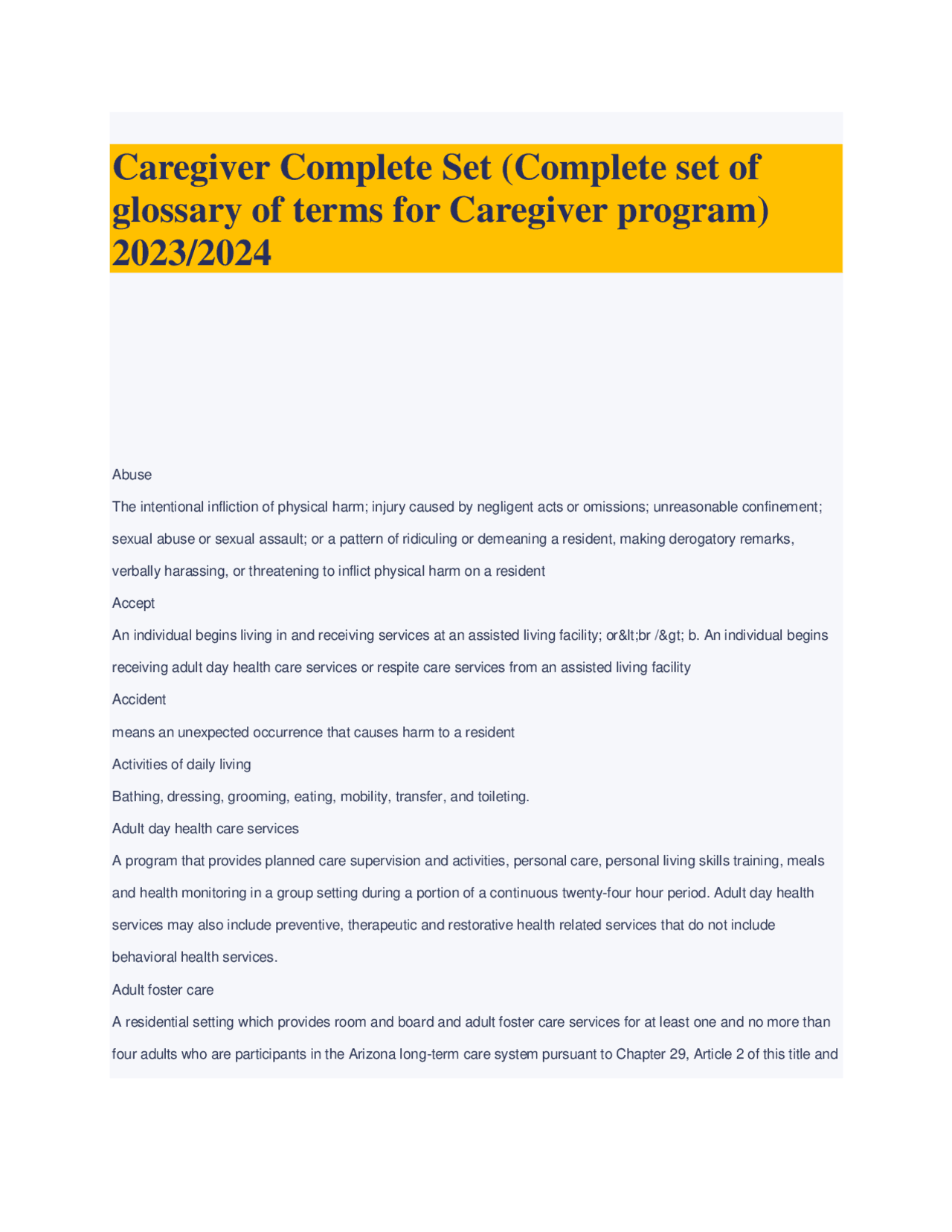 Assisted Living Facility Regulations and Definitions | Exams Nursing ...