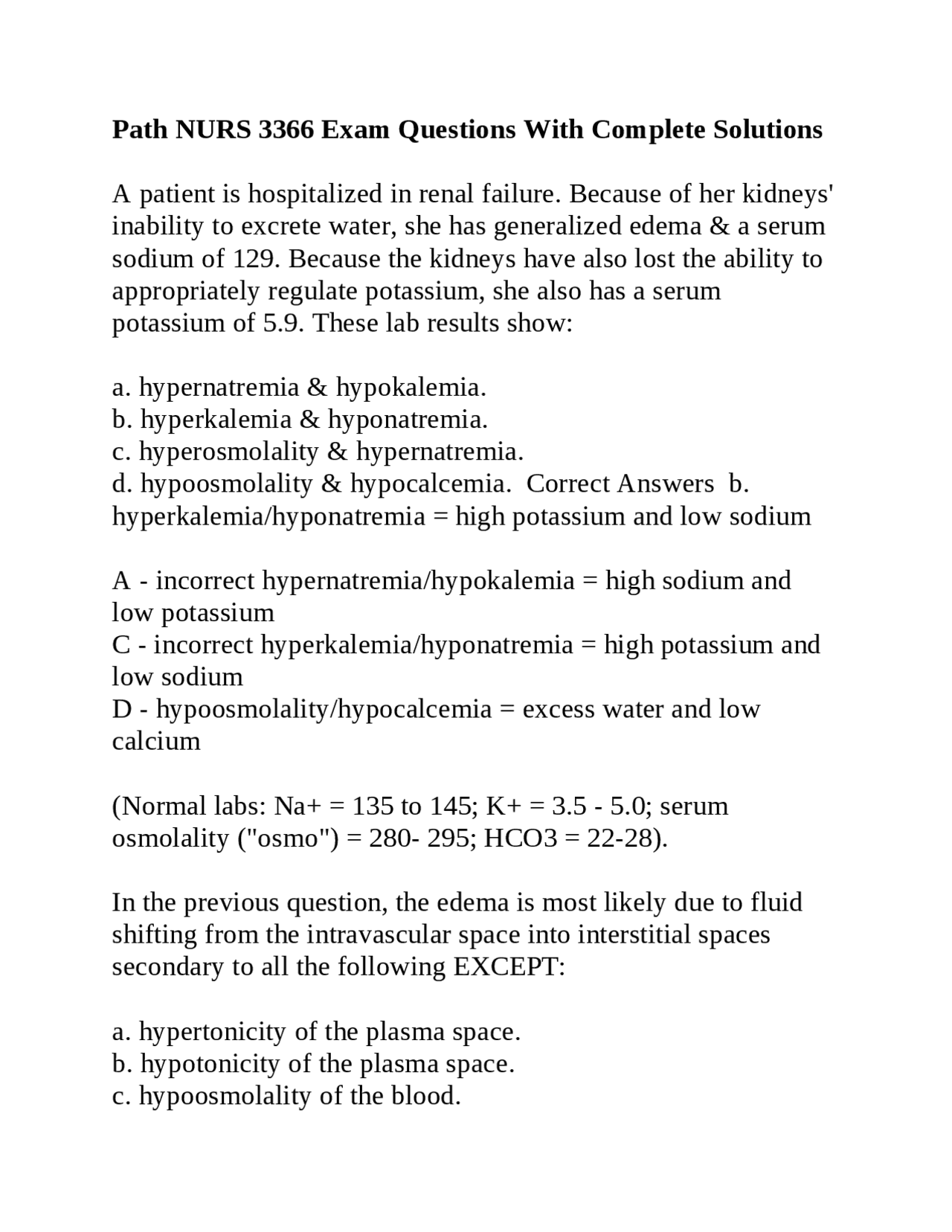 Path Nurs 3366 Exam Questions With Complete Solutions Exams Nursing Docsity Path Nurs 3366 Exam Questions With Complete Solutions Exams Nursing Docsity