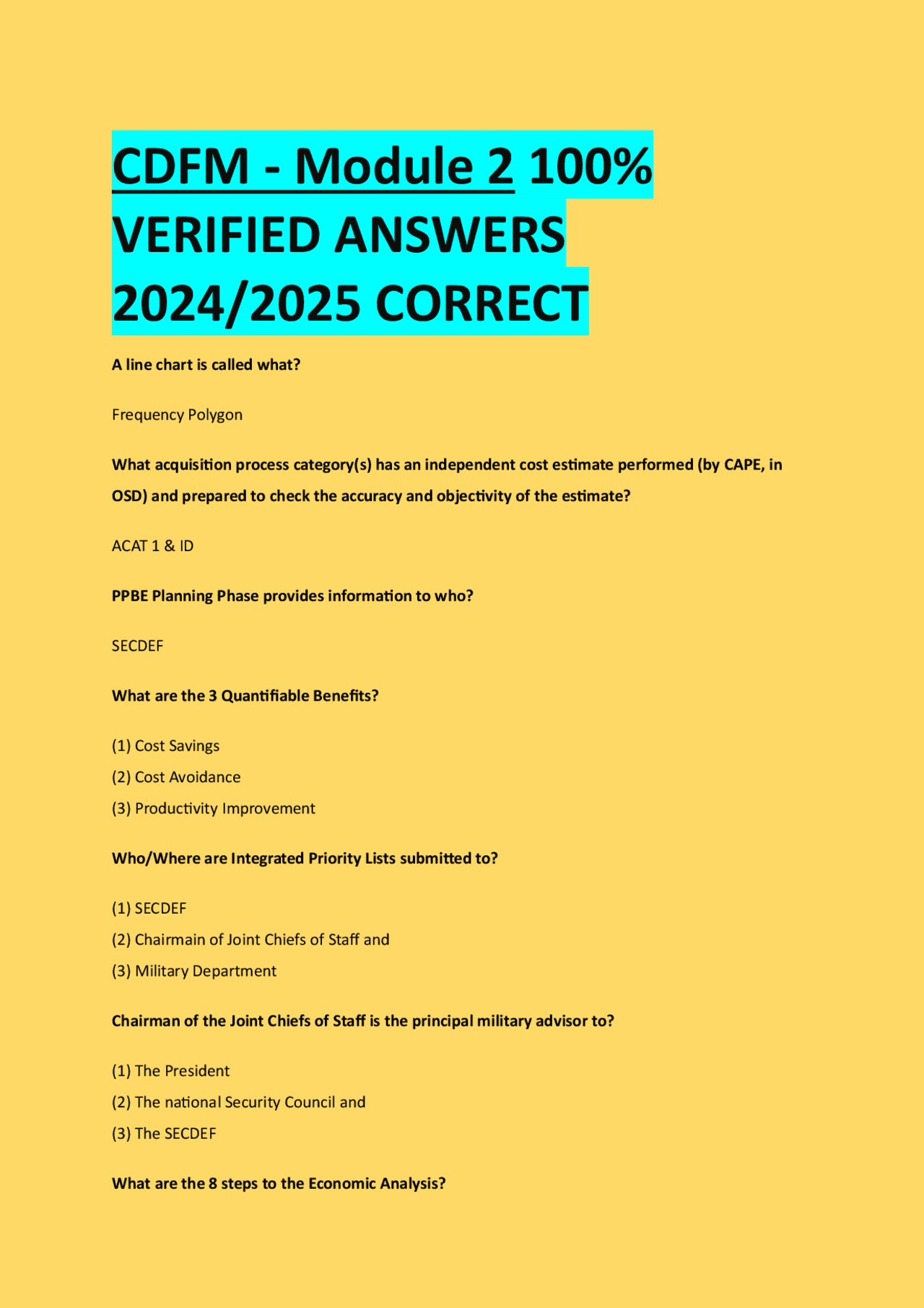 CDFM - Module 2 100% VERIFIED ANSWERS 2024/2025 CORRECT | Exams ...