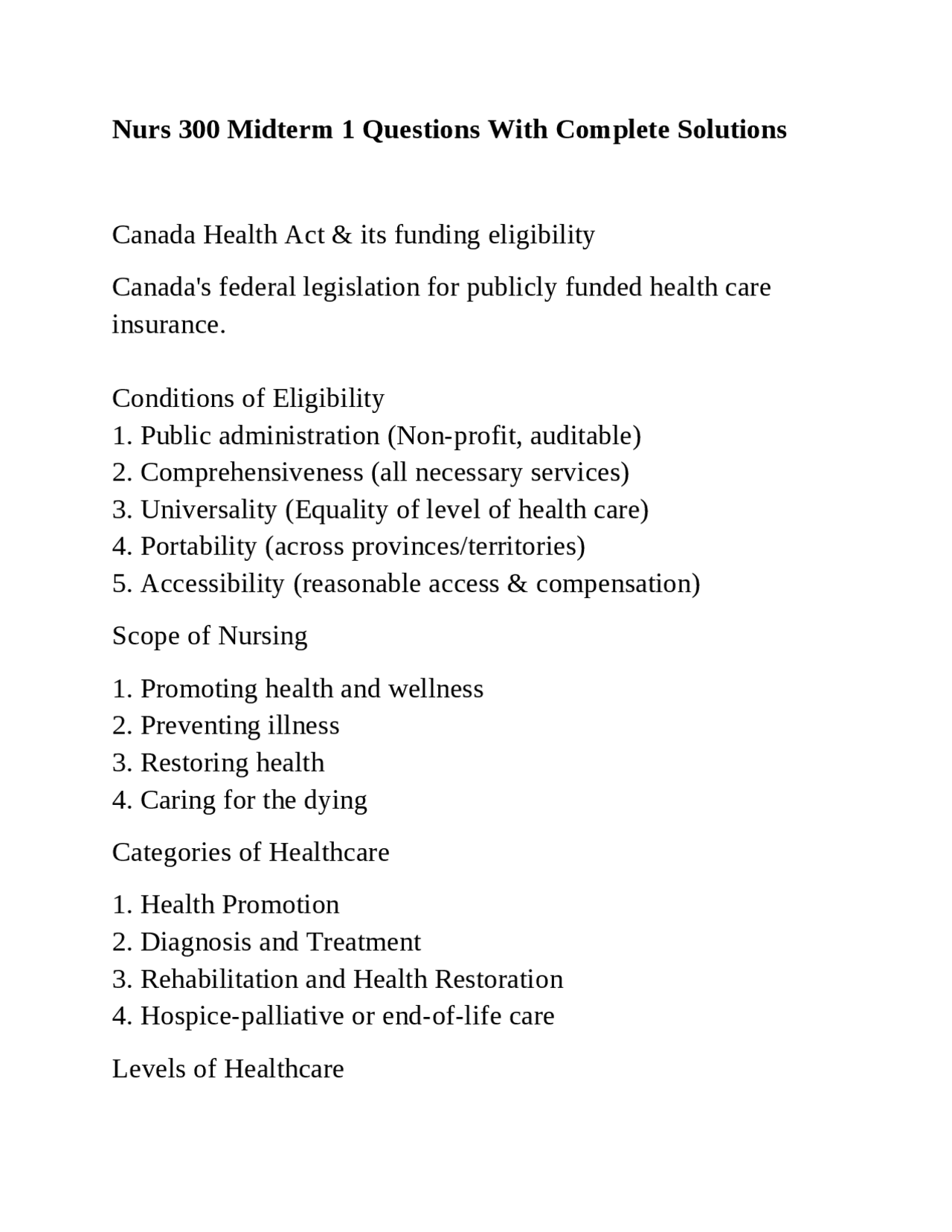 Nurs 300 Midterm 1 Questions With Complete Solutions | Exams Nursing ...