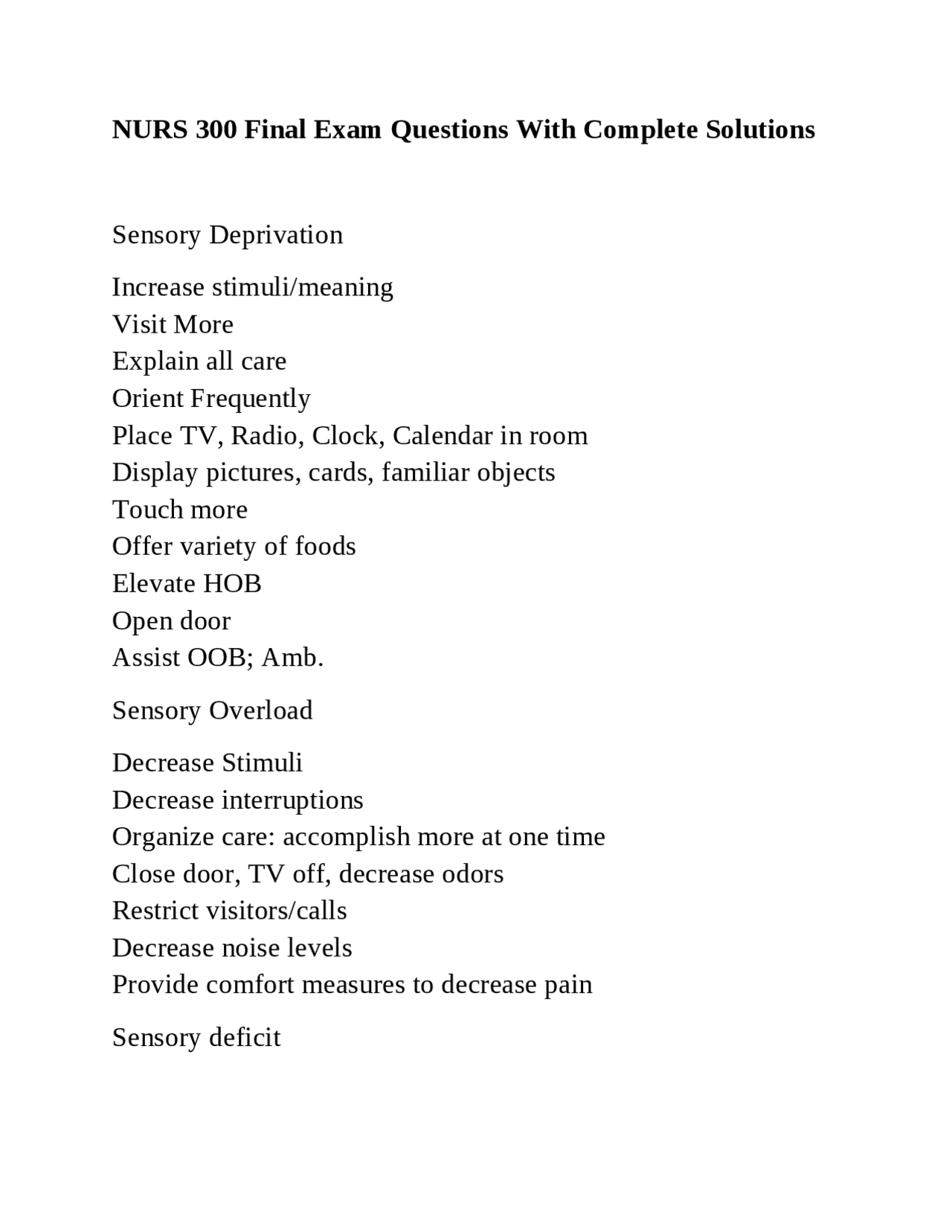 NURS 300 Final Exam Questions With Complete Solutions | Exams Nursing ...