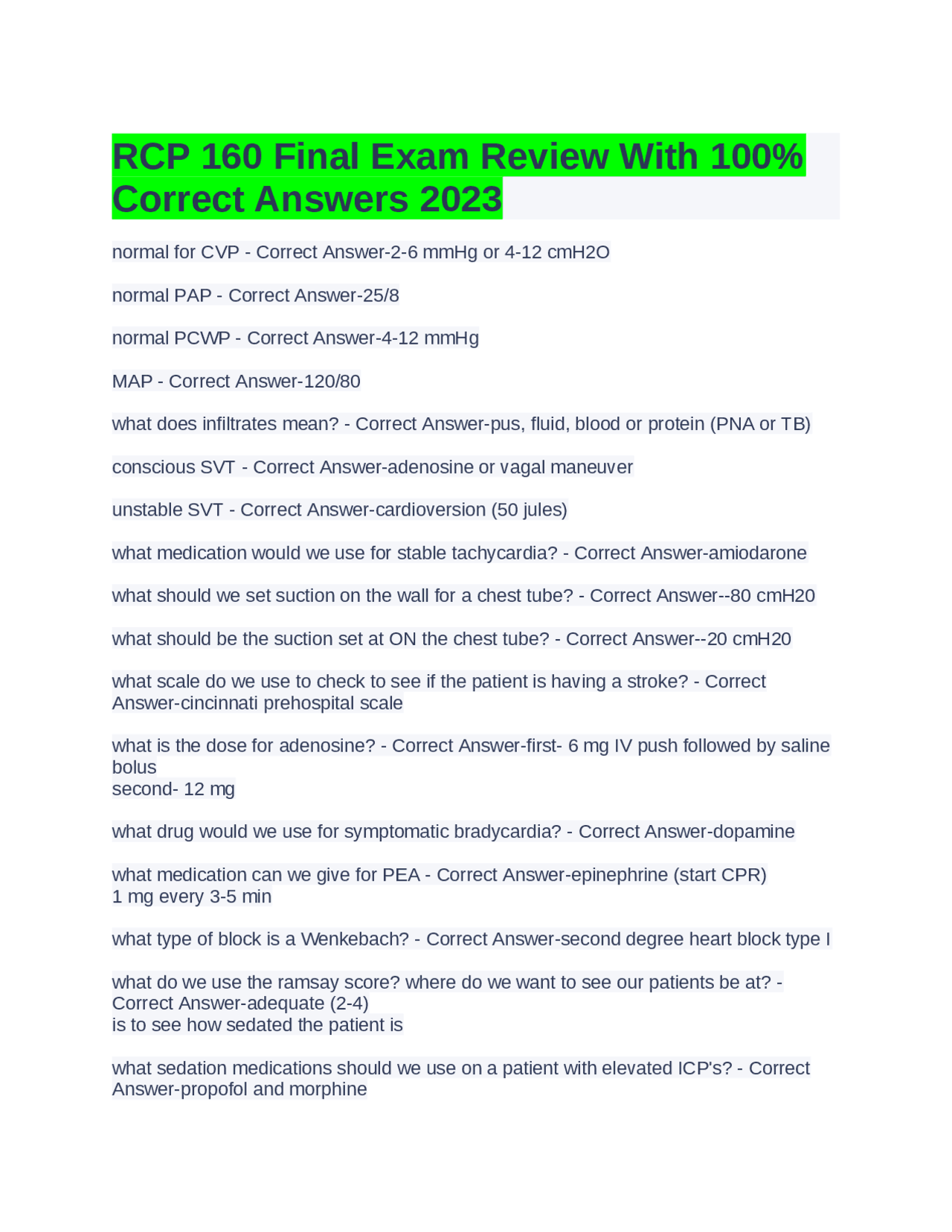 RCP 160 Final Exam Review: Key Concepts and Answers | Exams Advanced ...