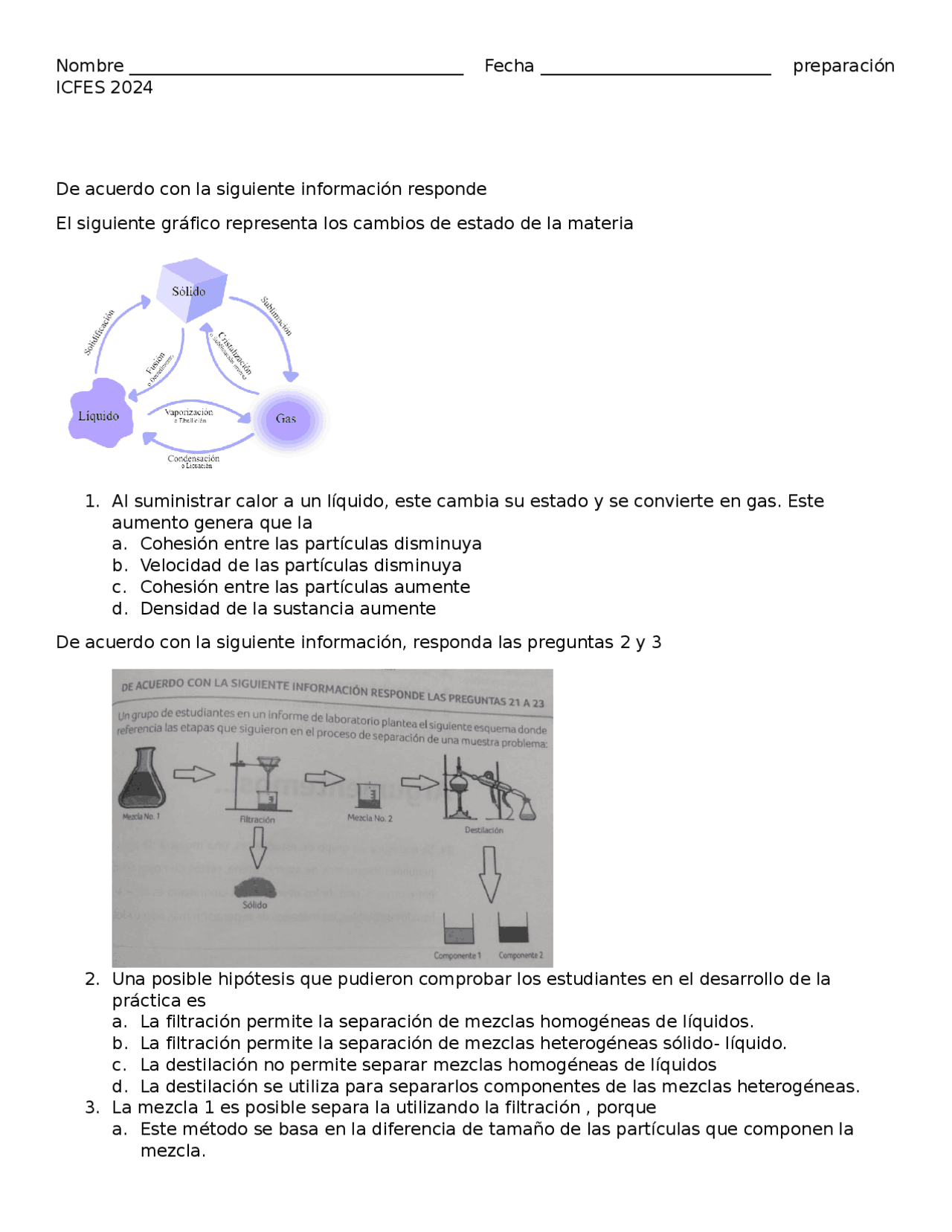 Ejercicios de Química para la Preparación del ICFES 2024 | Ejercicios ...