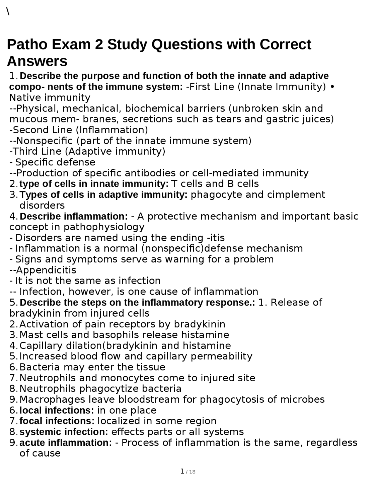 Patho Exam 2 Study Questions with Correct Answers | Exams ...
