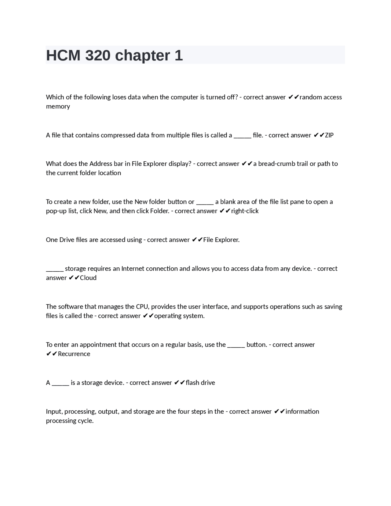 HCM 320 chapter 1 questions with complete solutions | Exams Nursing ...