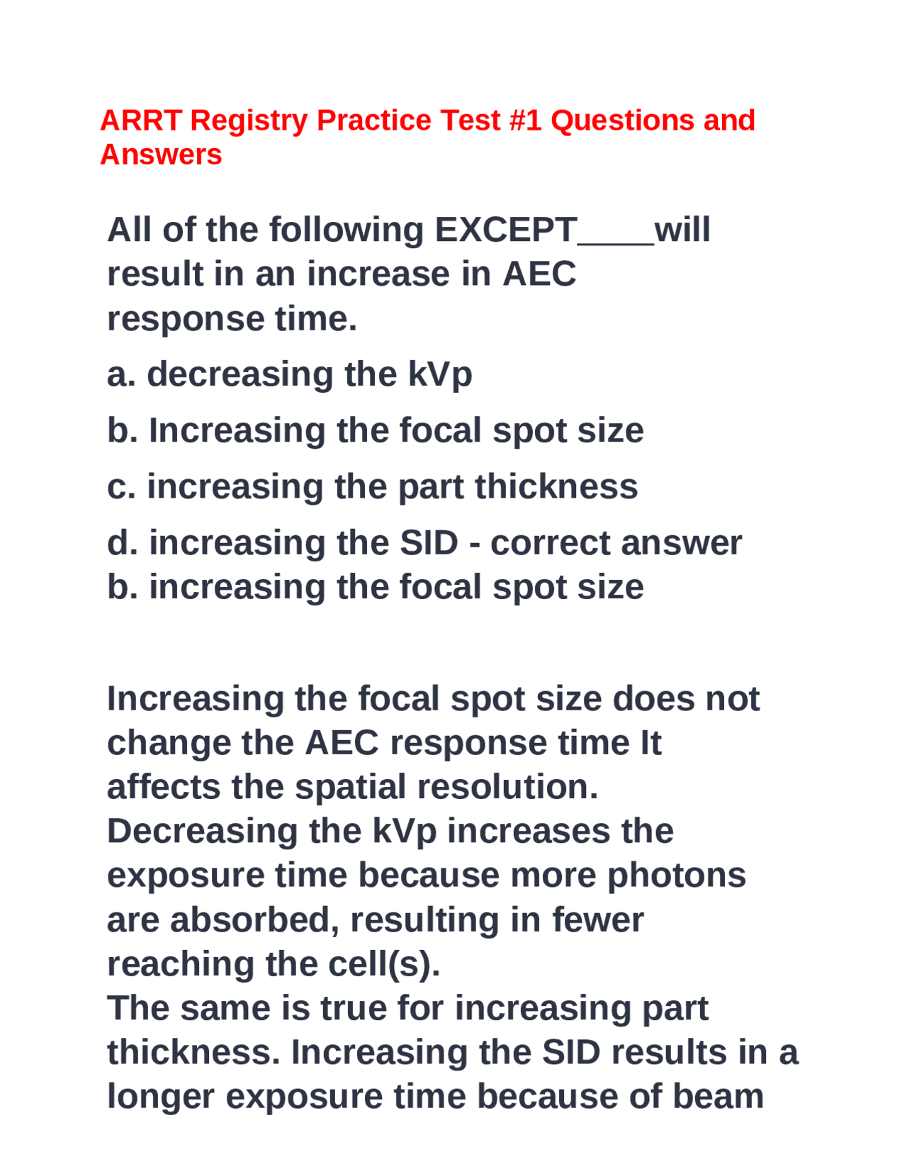 ARRT Registry Practice Test #1 Questions and Answers | Exams Nursing ...